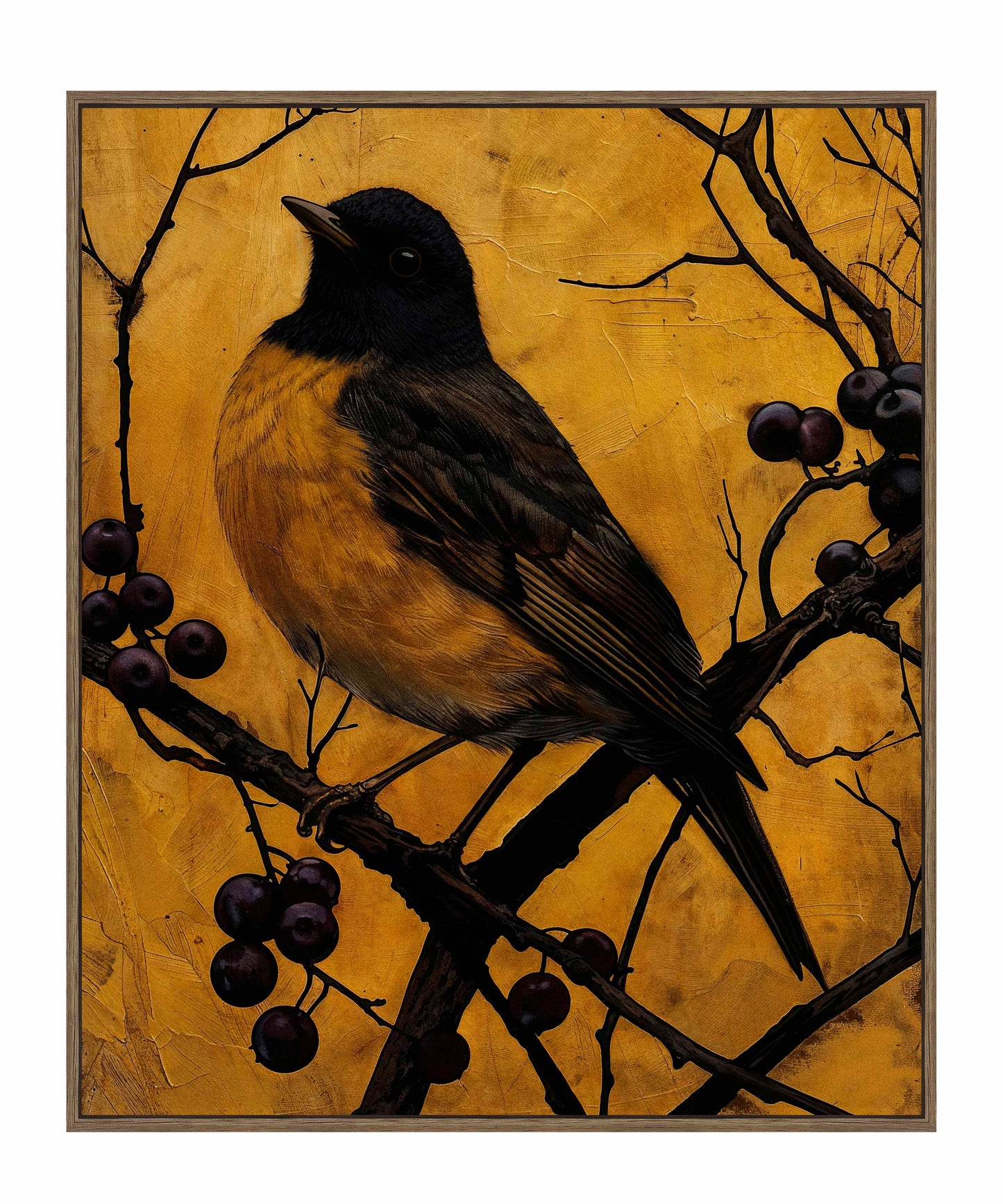 Golden Twilight - Warbler Among Berries - Gallery Wrapped Canvas