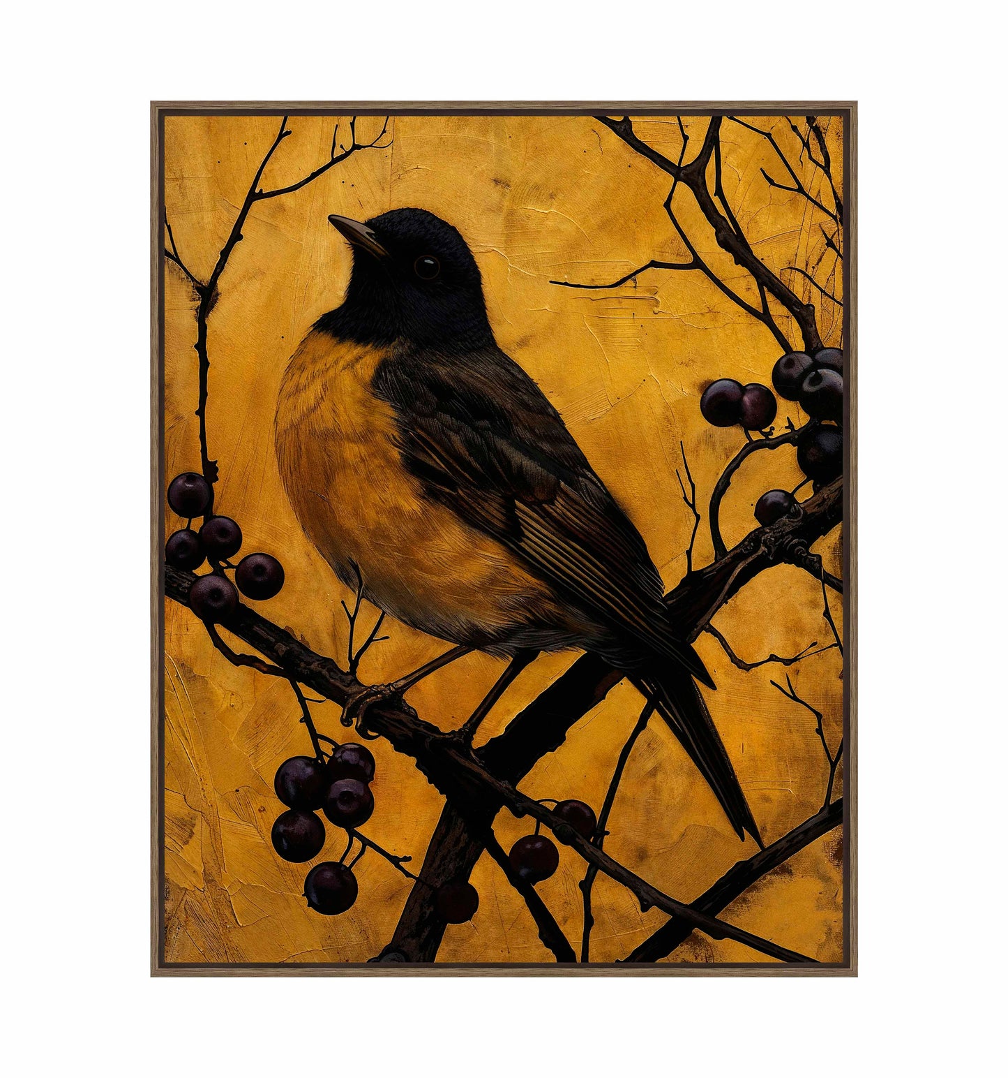 Golden Twilight - Warbler Among Berries - Gallery Wrapped Canvas