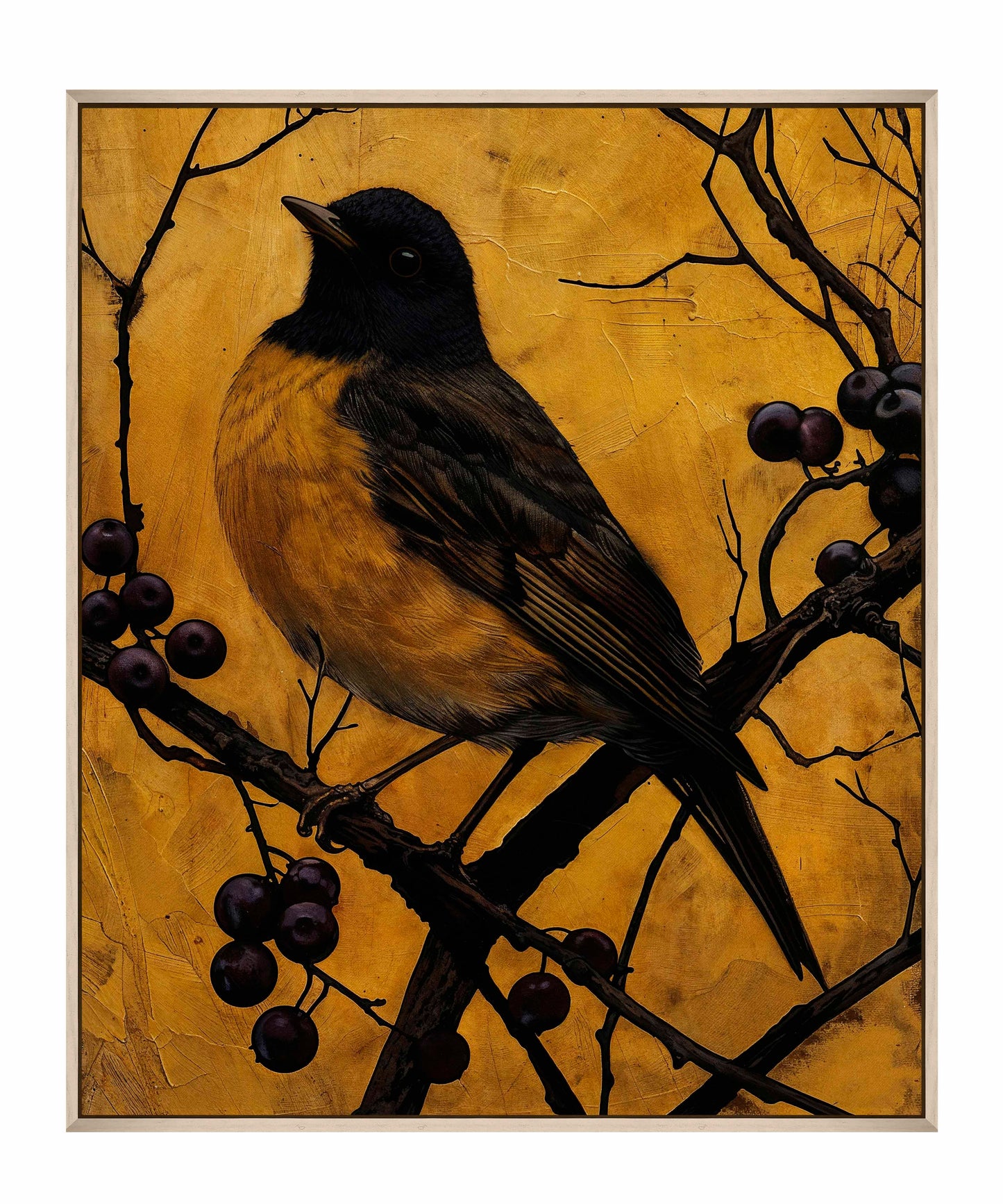 Golden Twilight - Warbler Among Berries - Gallery Wrapped Canvas