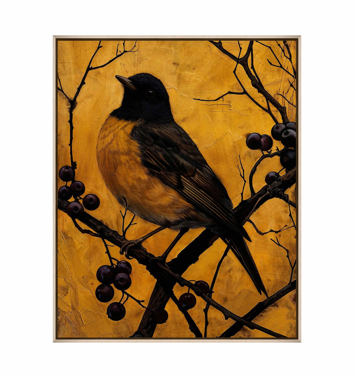 Golden Twilight - Warbler Among Berries - Gallery Wrapped Canvas