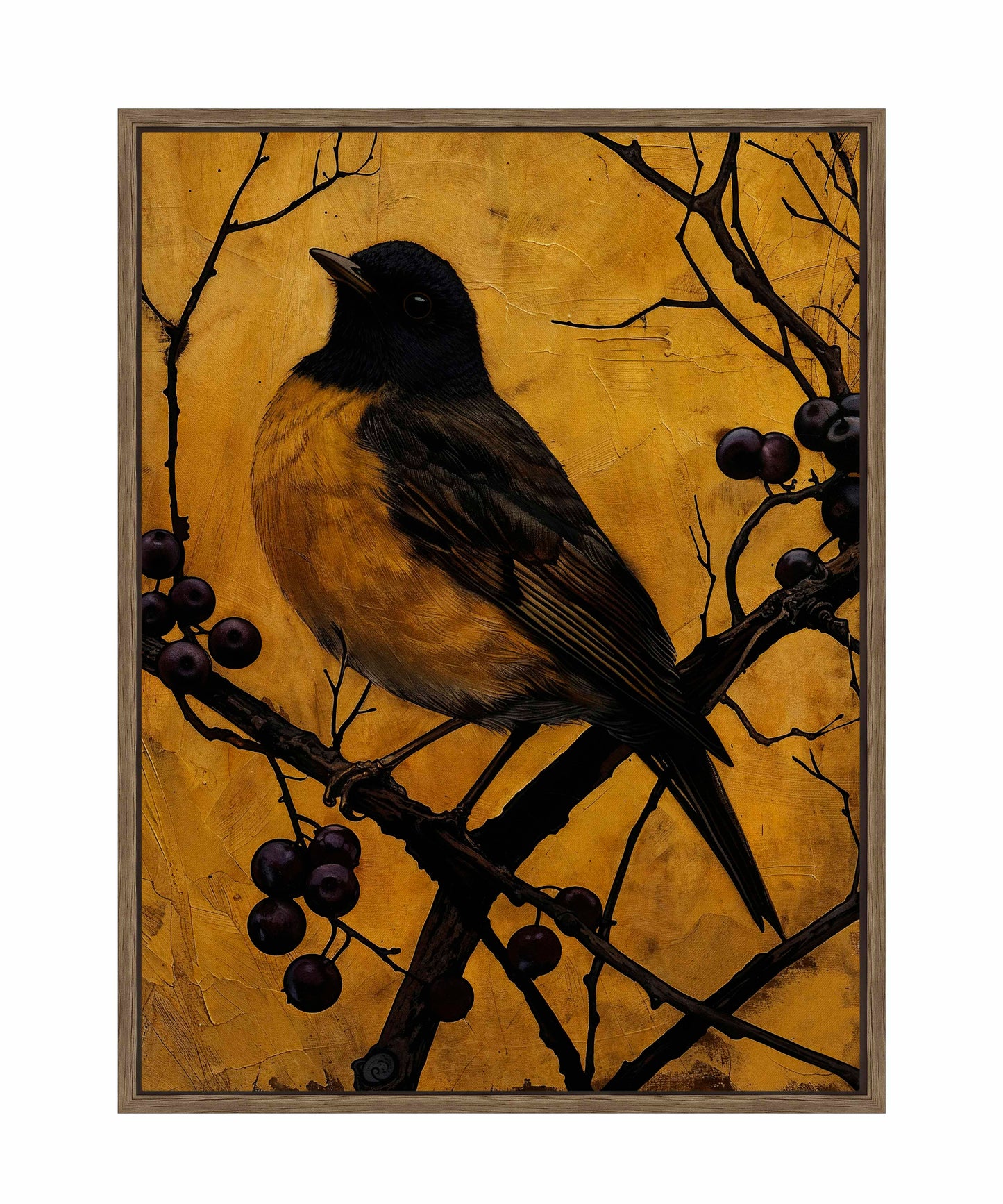 Golden Twilight - Warbler Among Berries - Gallery Wrapped Canvas