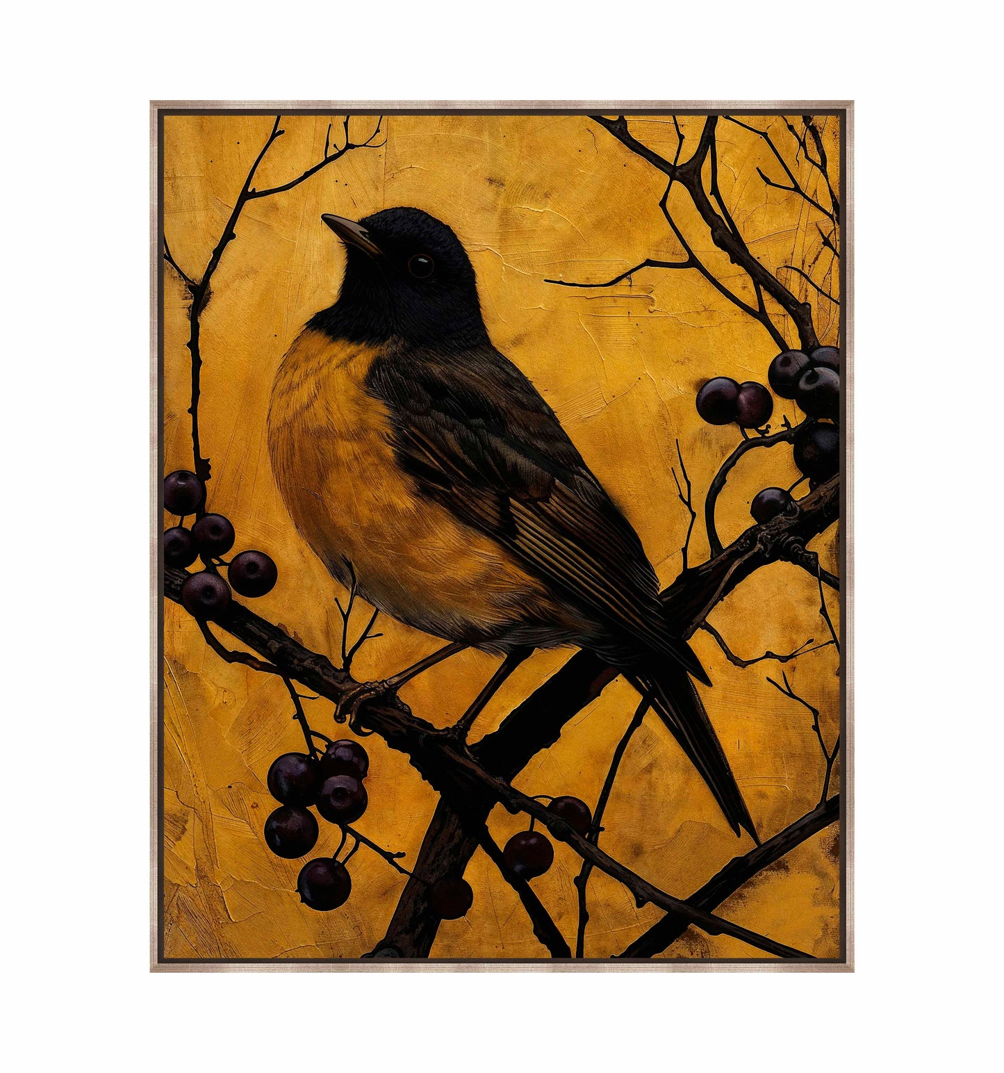 Golden Twilight - Warbler Among Berries - Gallery Wrapped Canvas