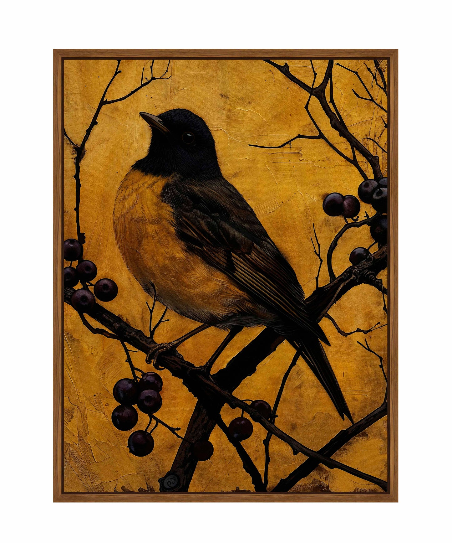 Golden Twilight - Warbler Among Berries - Gallery Wrapped Canvas