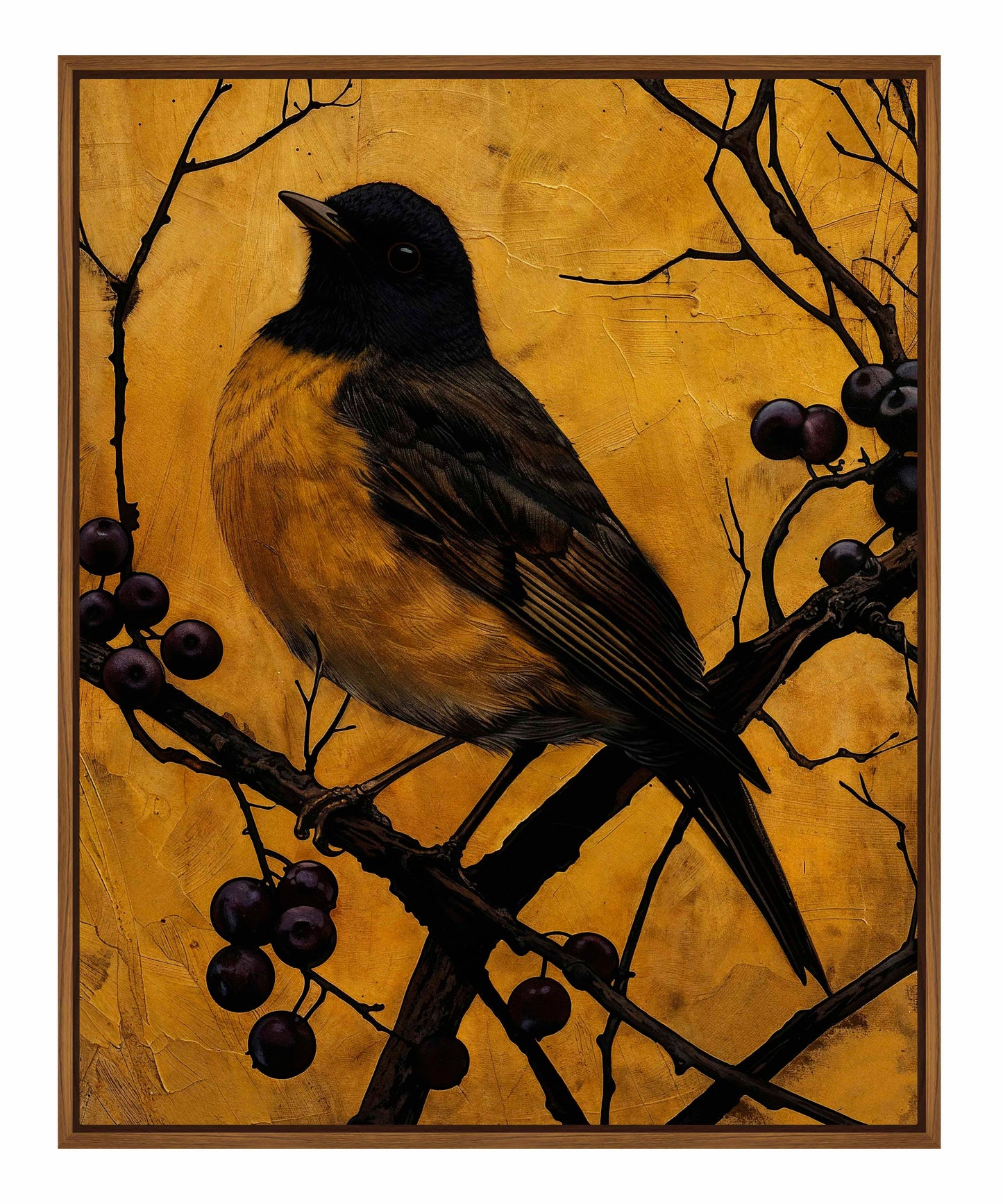 Golden Twilight - Warbler Among Berries - Gallery Wrapped Canvas