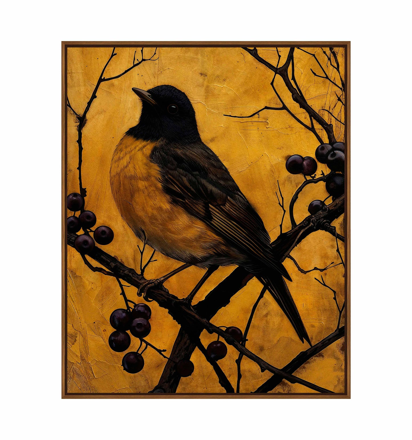 Golden Twilight - Warbler Among Berries - Gallery Wrapped Canvas