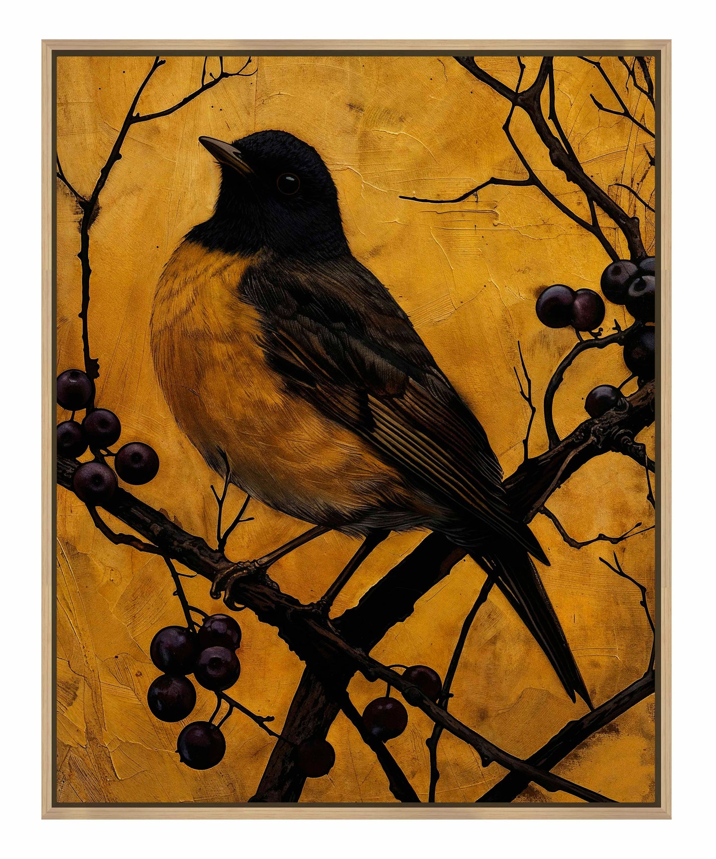 Golden Twilight - Warbler Among Berries - Gallery Wrapped Canvas
