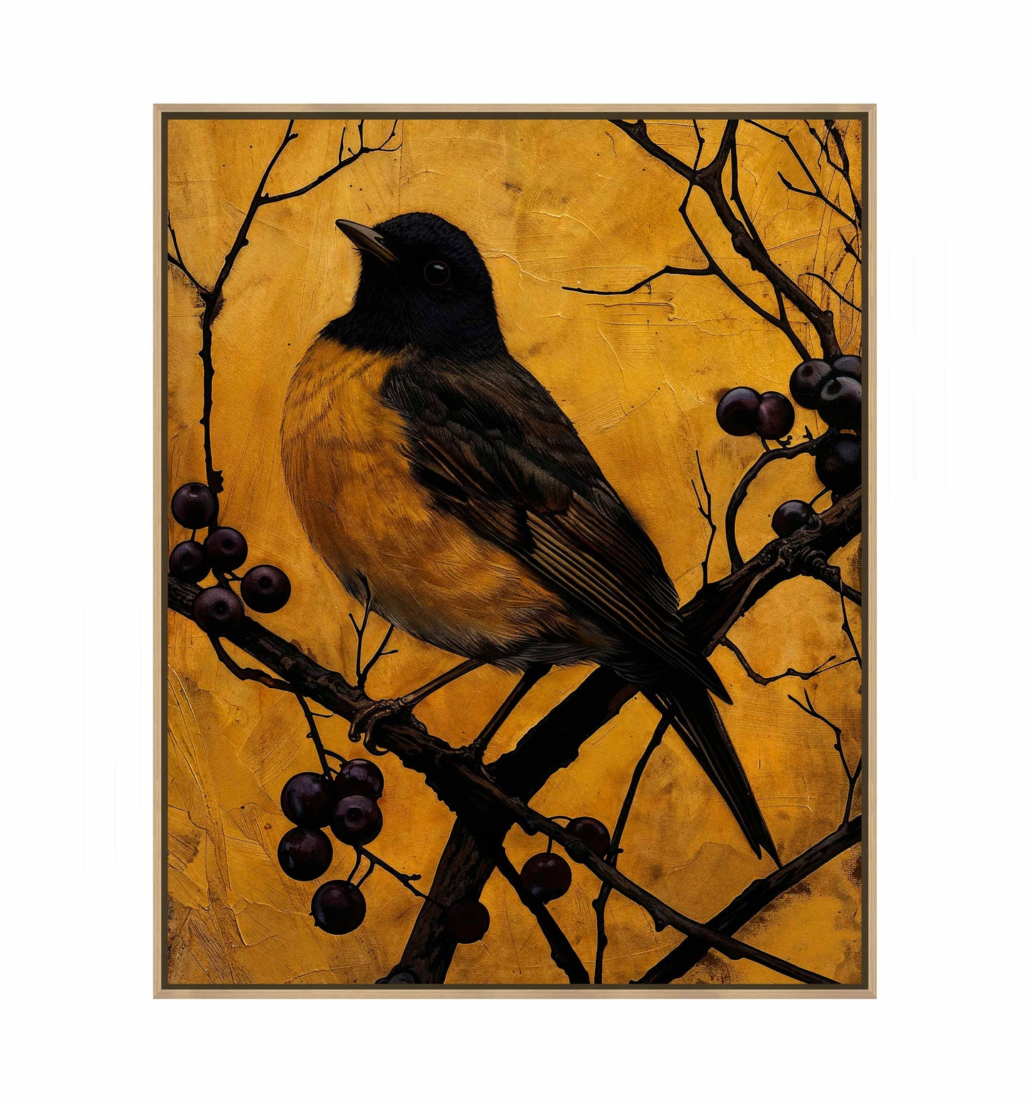 Golden Twilight - Warbler Among Berries - Gallery Wrapped Canvas