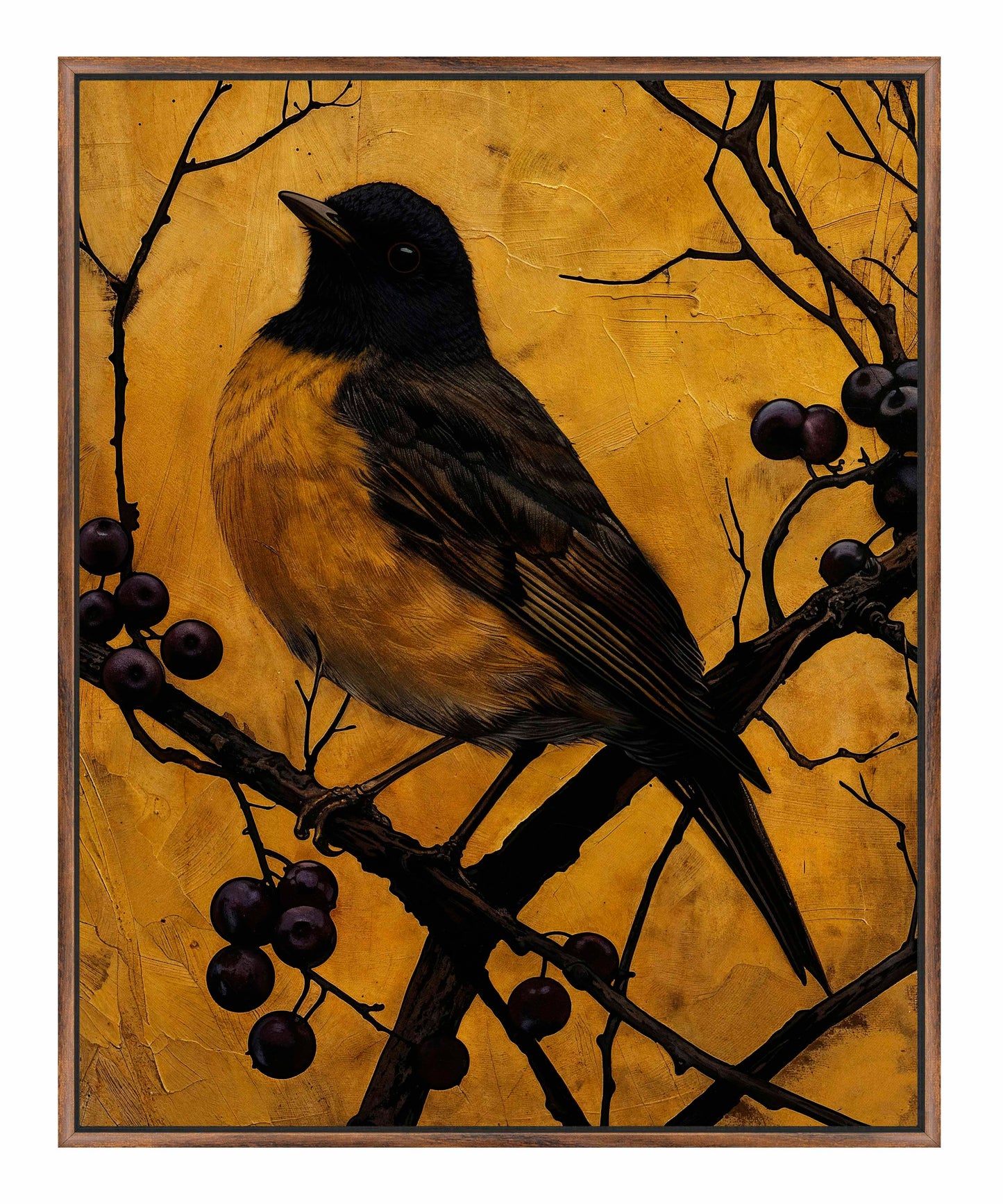 Golden Twilight - Warbler Among Berries - Gallery Wrapped Canvas