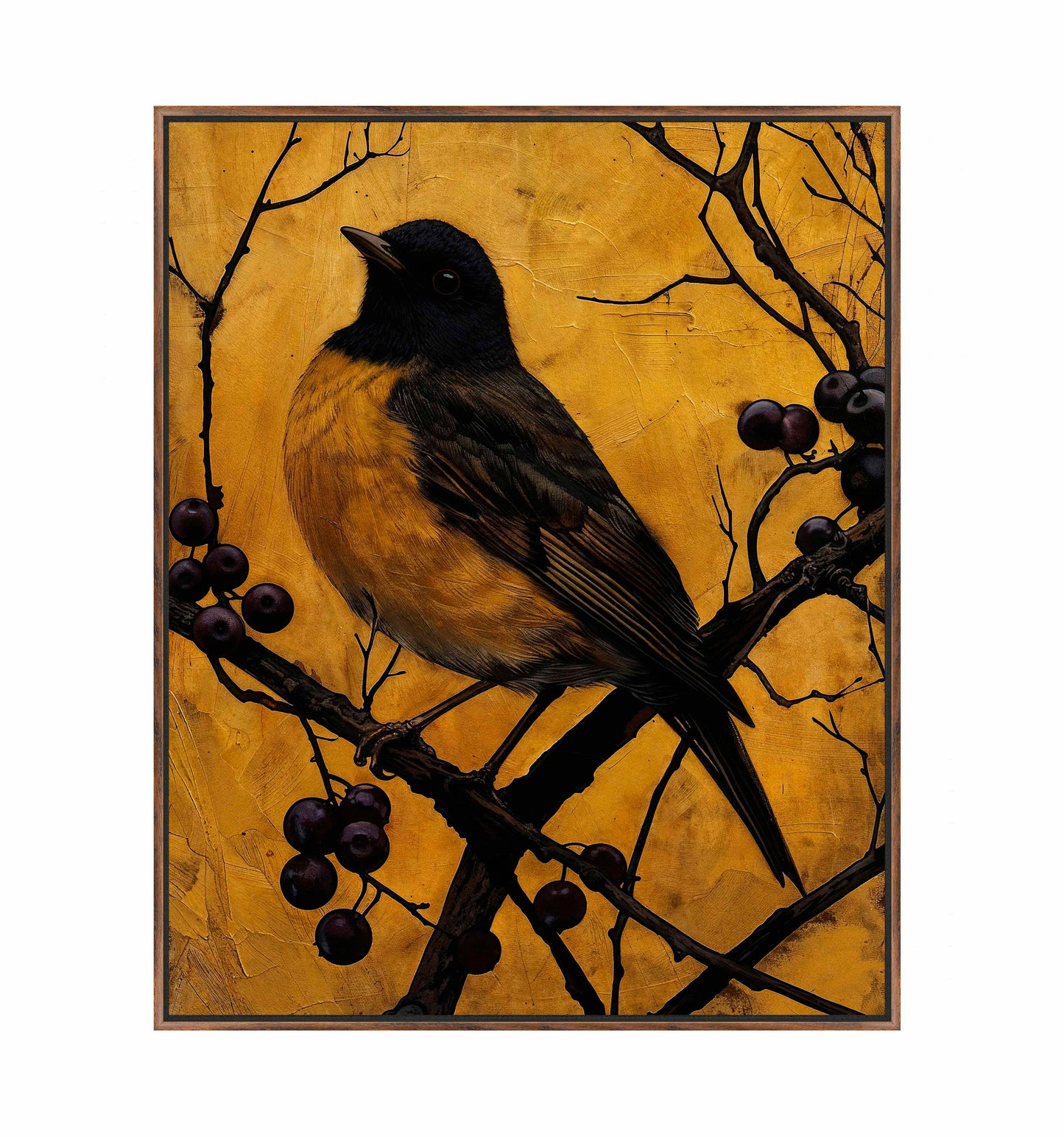 Golden Twilight - Warbler Among Berries - Gallery Wrapped Canvas