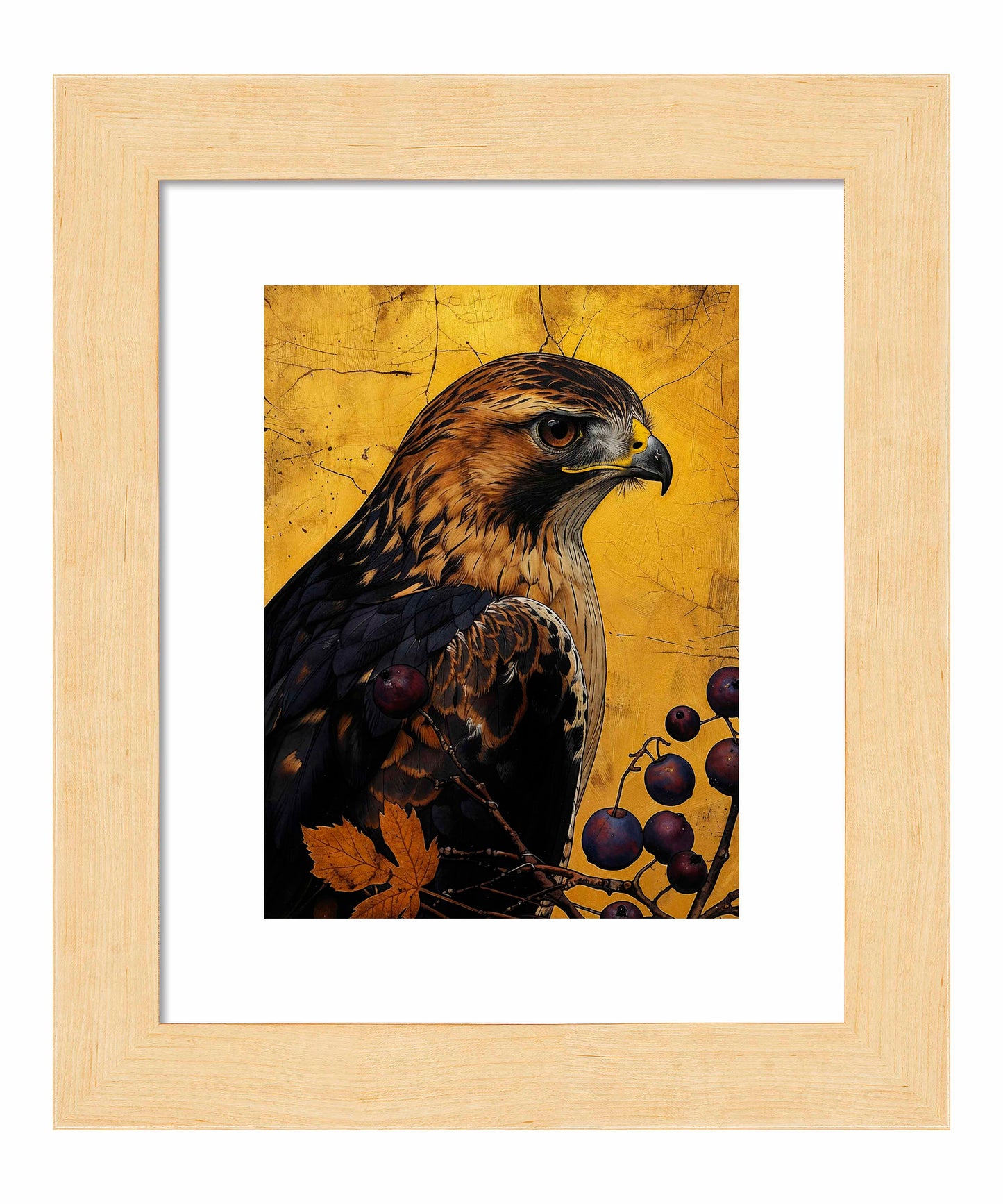 Golden Majesty - Hawk Among Berries - Art Prints