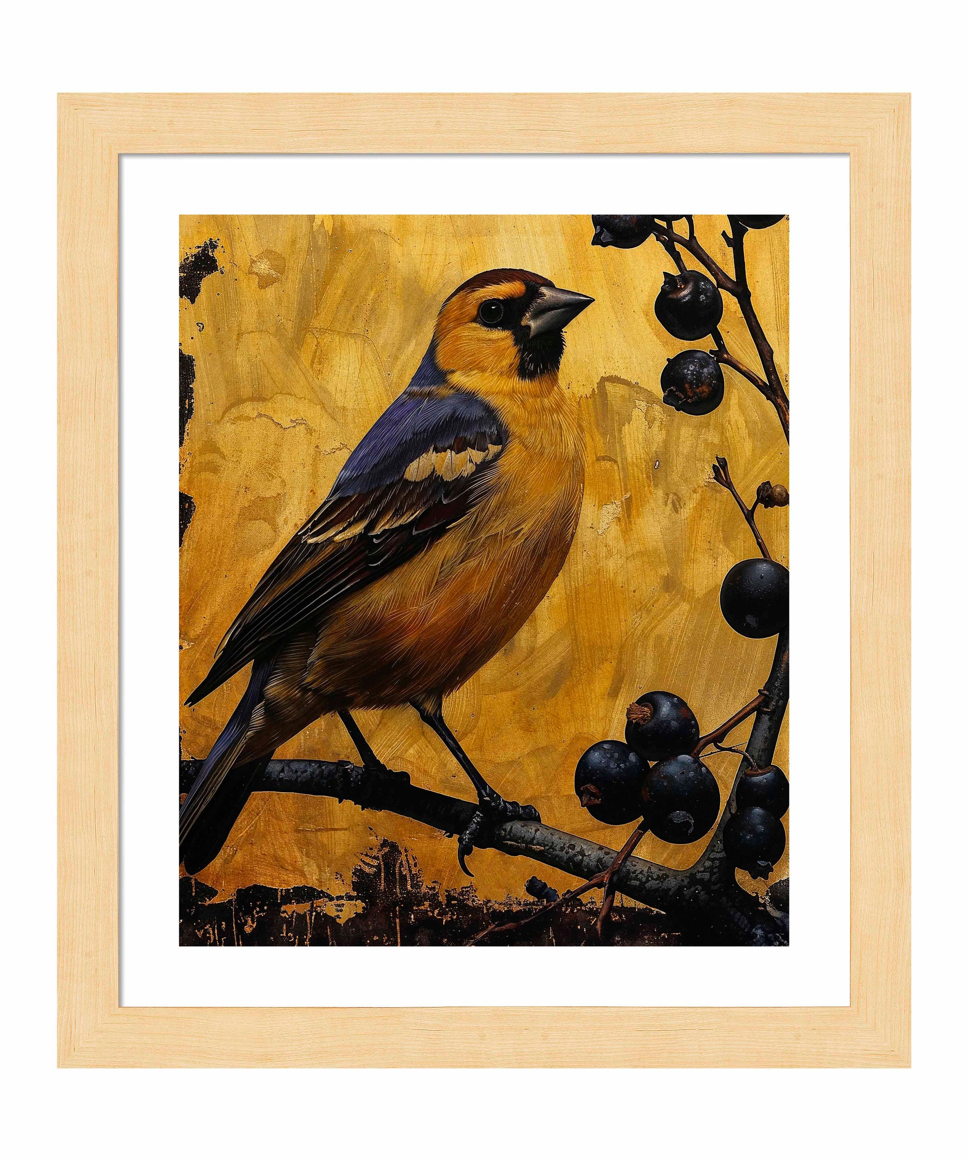 175517_FRA Gilded Harmony - Finch Among Berries  20X24 Blonde Maple Framed Paper Print.jpg