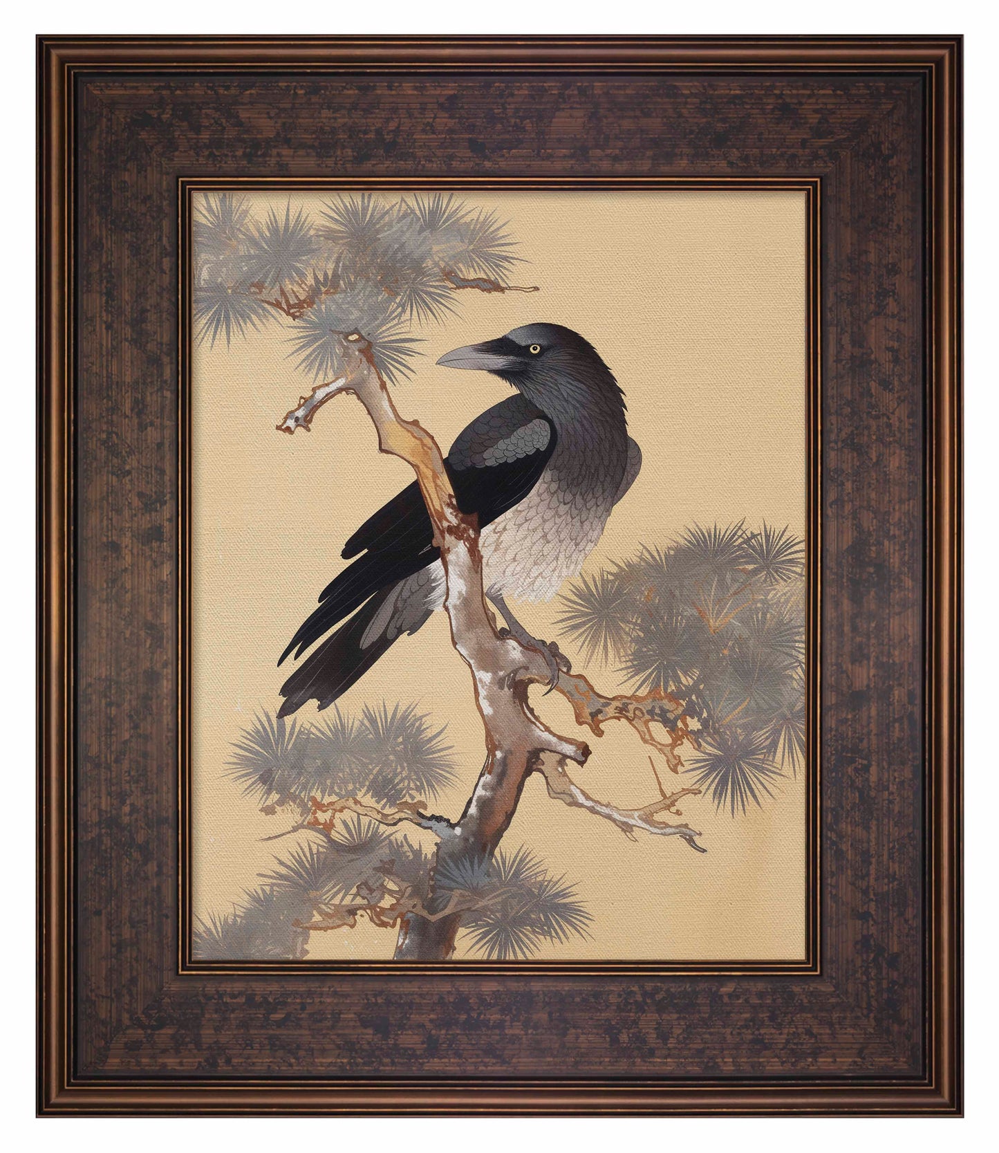 Mystic Watcher - Raven in Pine Grove - Limited Edition Canvas