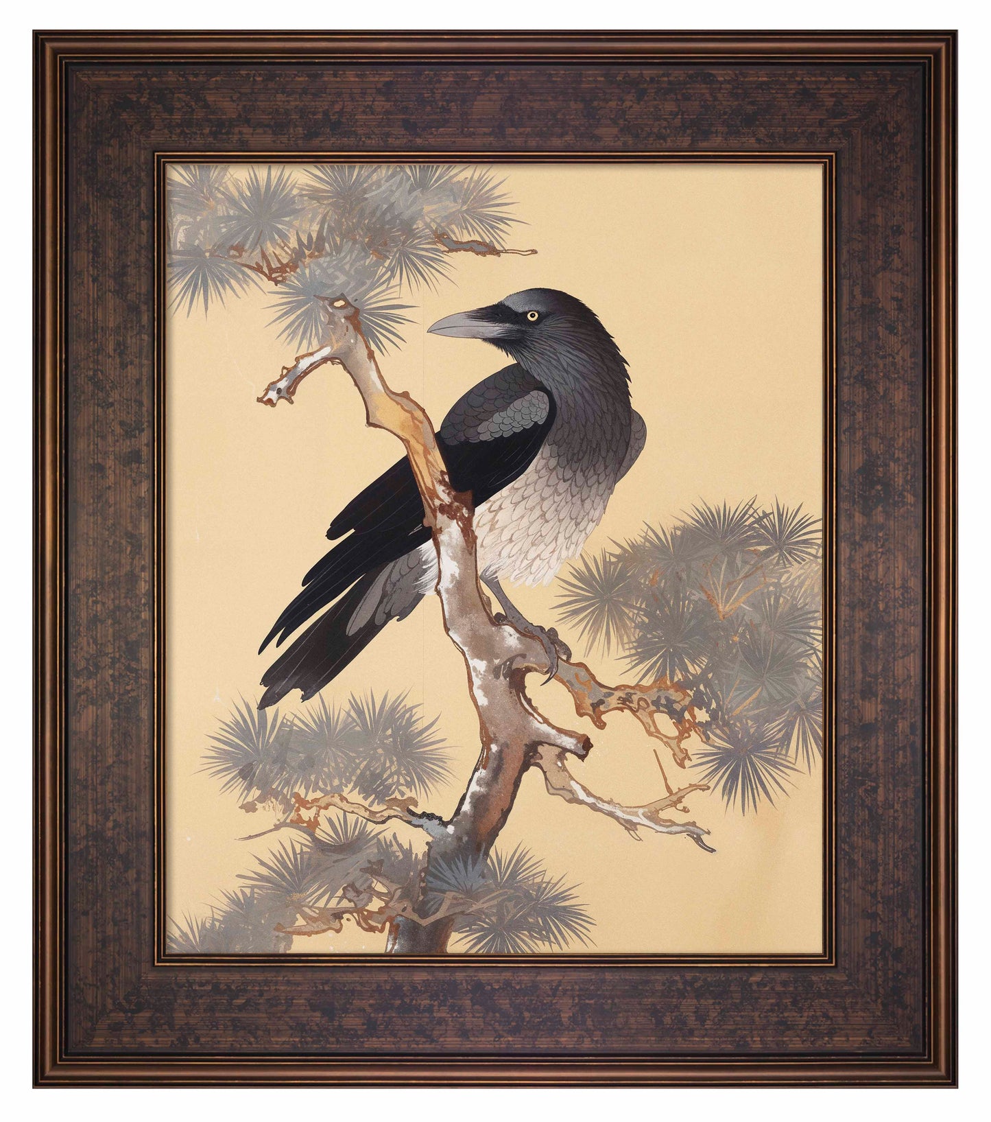 Mystic Watcher - Raven in Pine Grove - Limited Edition Canvas