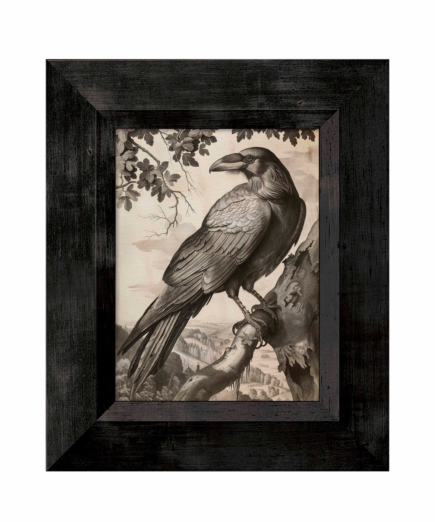 Regal Observer - Raven in Woodland Vista - Limited Edition Canvas