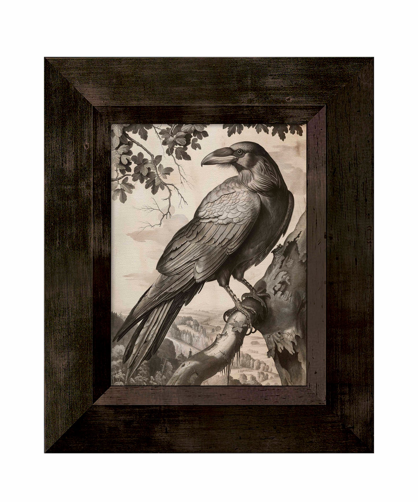 Regal Observer - Raven in Woodland Vista - Limited Edition Canvas