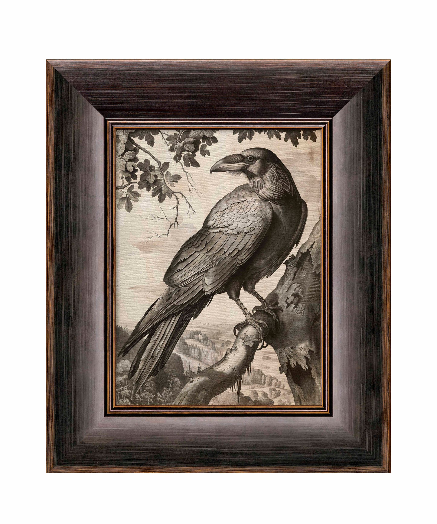 Regal Observer - Raven in Woodland Vista - Limited Edition Canvas
