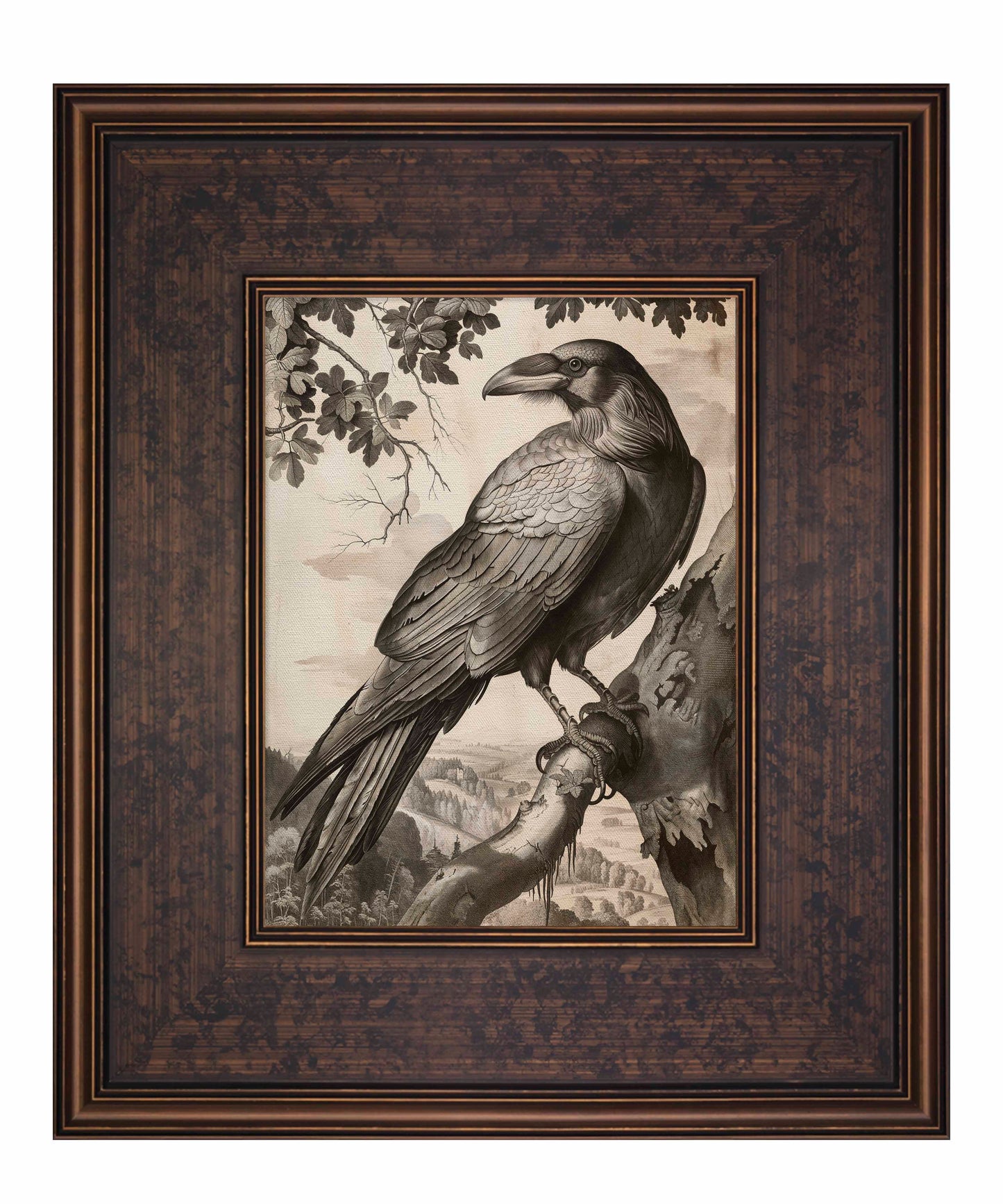 Regal Observer - Raven in Woodland Vista - Limited Edition Canvas