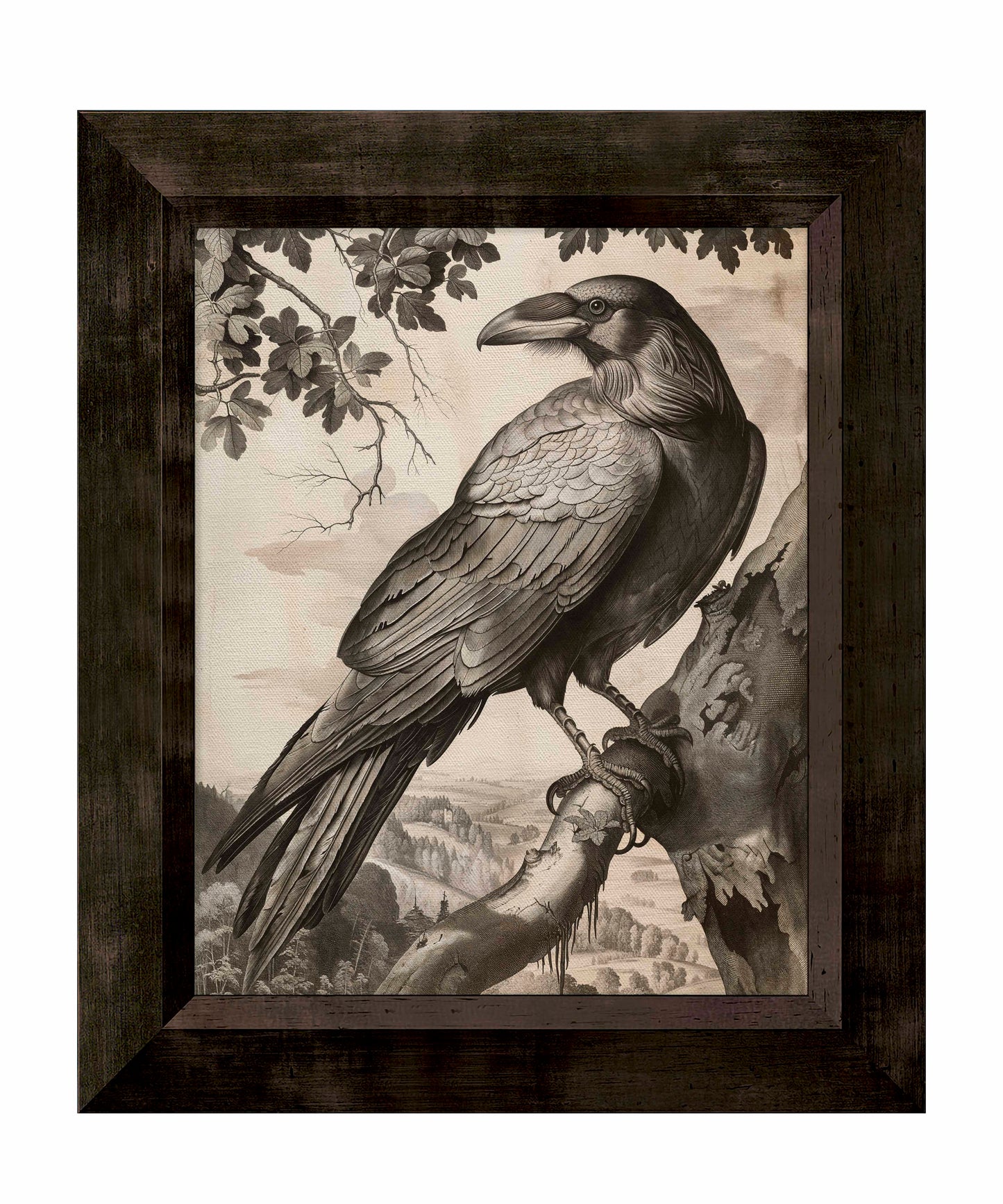 Regal Observer - Raven in Woodland Vista - Limited Edition Canvas