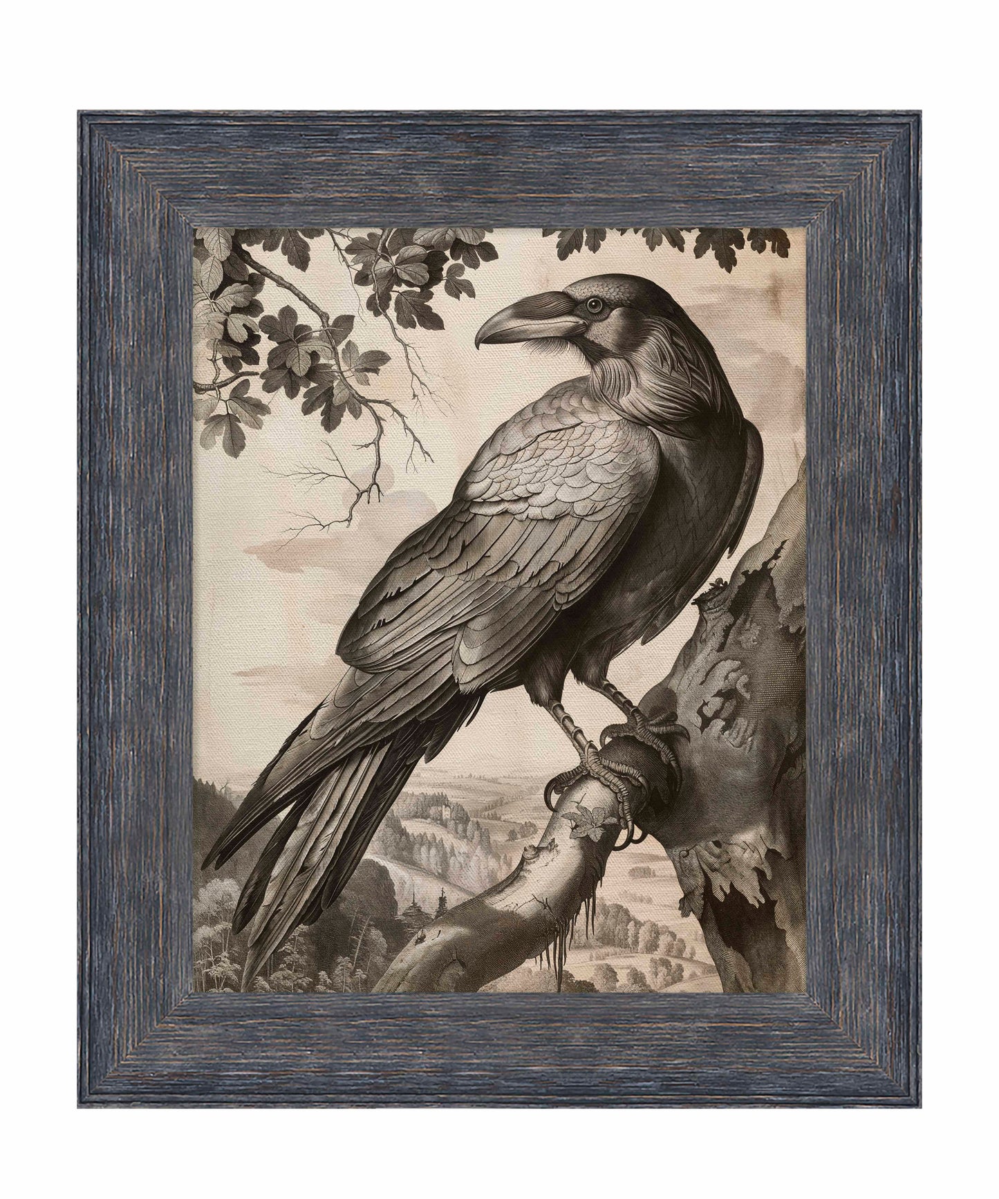 Regal Observer - Raven in Woodland Vista - Limited Edition Canvas