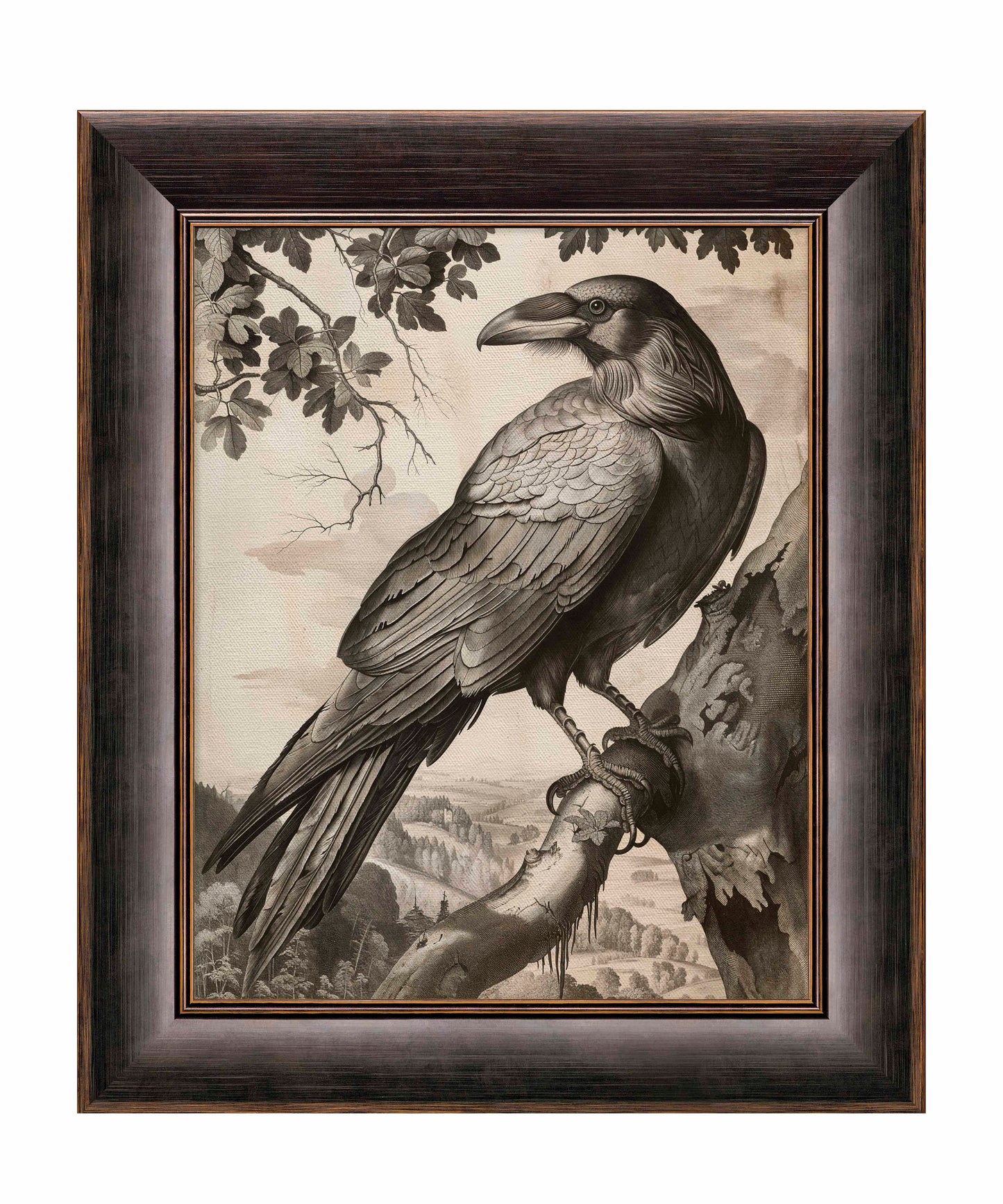 Regal Observer - Raven in Woodland Vista - Limited Edition Canvas