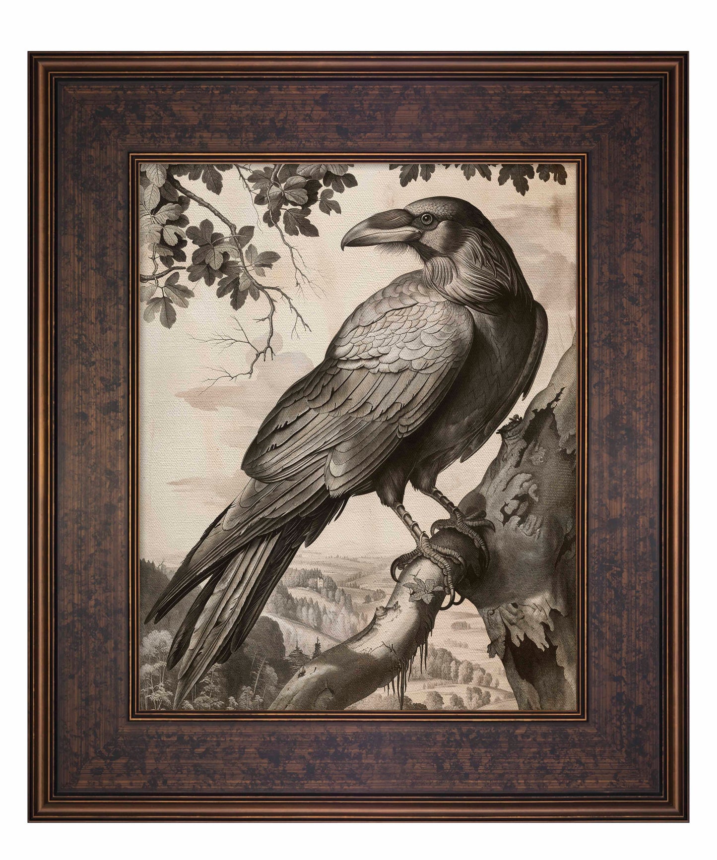 Regal Observer - Raven in Woodland Vista - Limited Edition Canvas