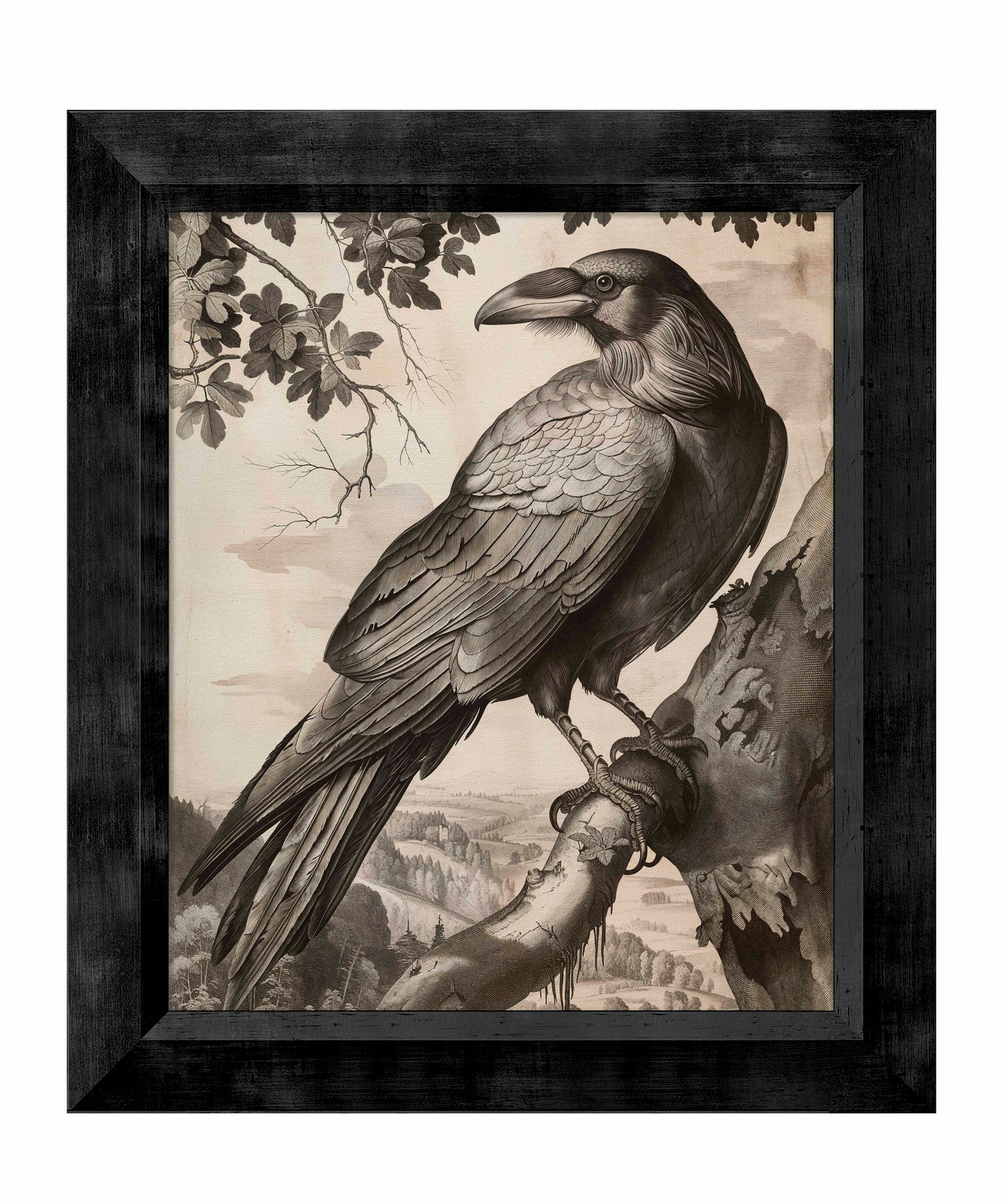 Regal Observer - Raven in Woodland Vista - Limited Edition Canvas