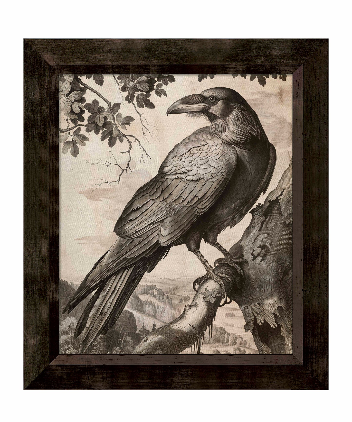 Regal Observer - Raven in Woodland Vista - Limited Edition Canvas