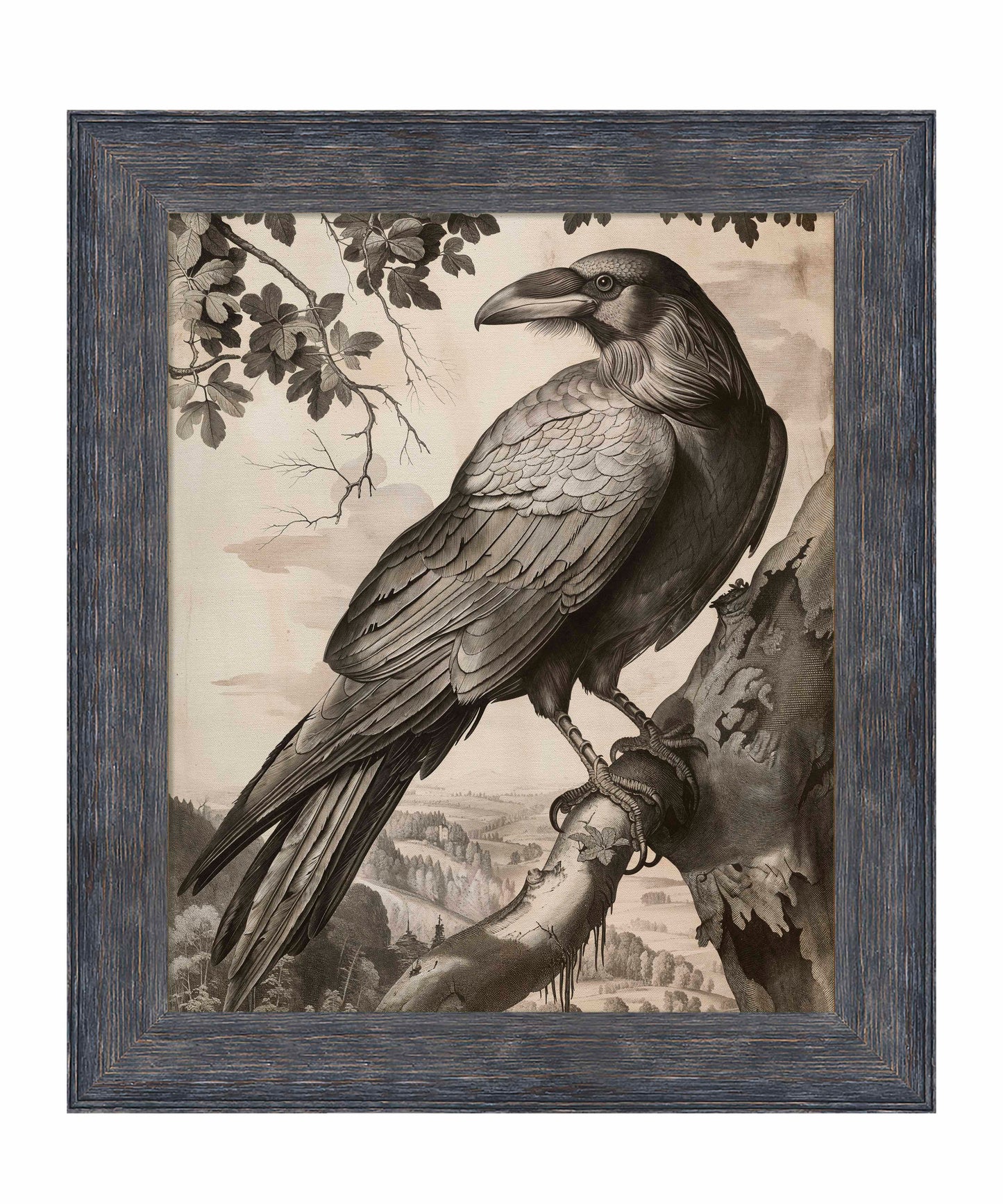 Regal Observer - Raven in Woodland Vista - Limited Edition Canvas