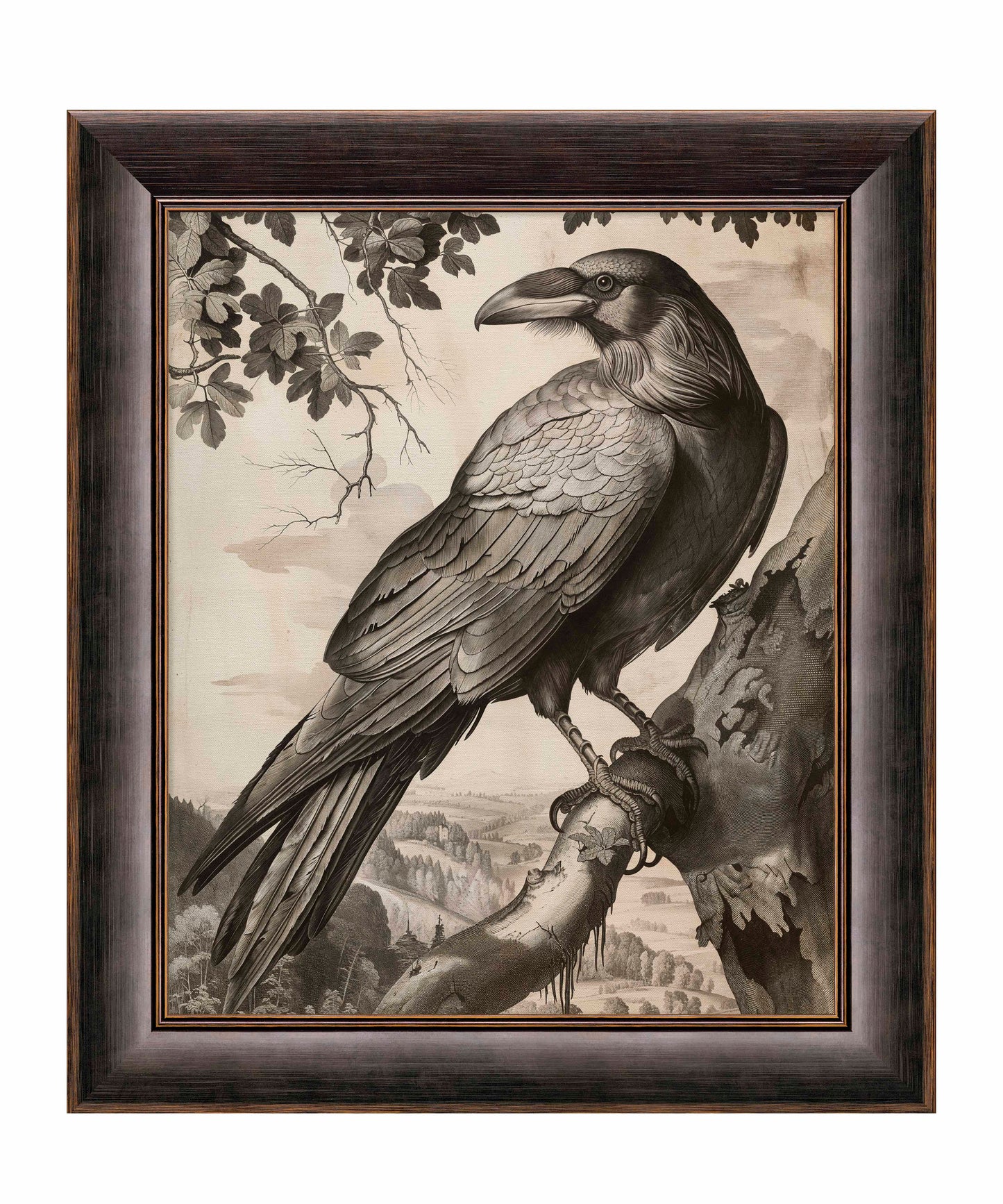 Regal Observer - Raven in Woodland Vista - Limited Edition Canvas