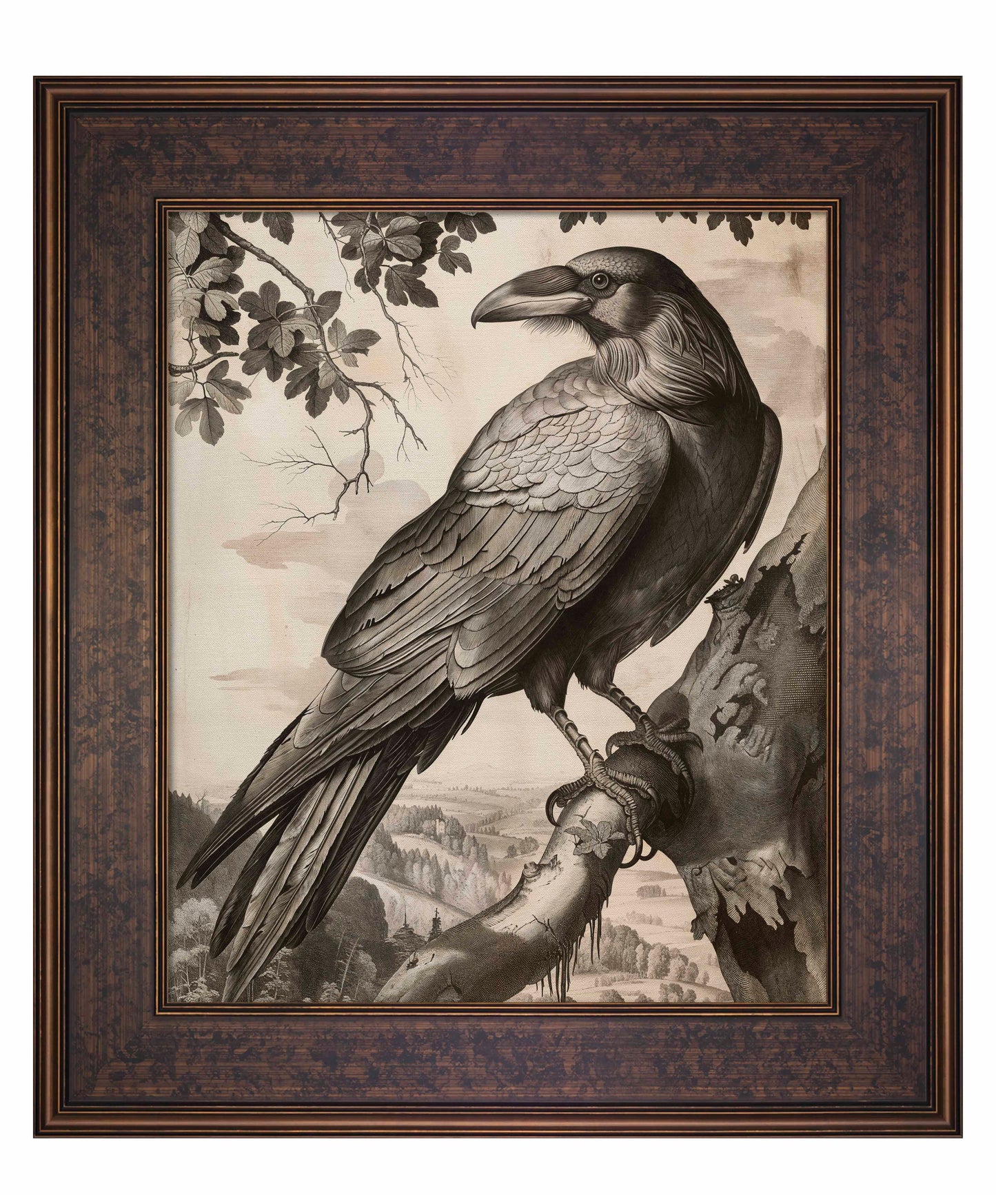 Regal Observer - Raven in Woodland Vista - Limited Edition Canvas