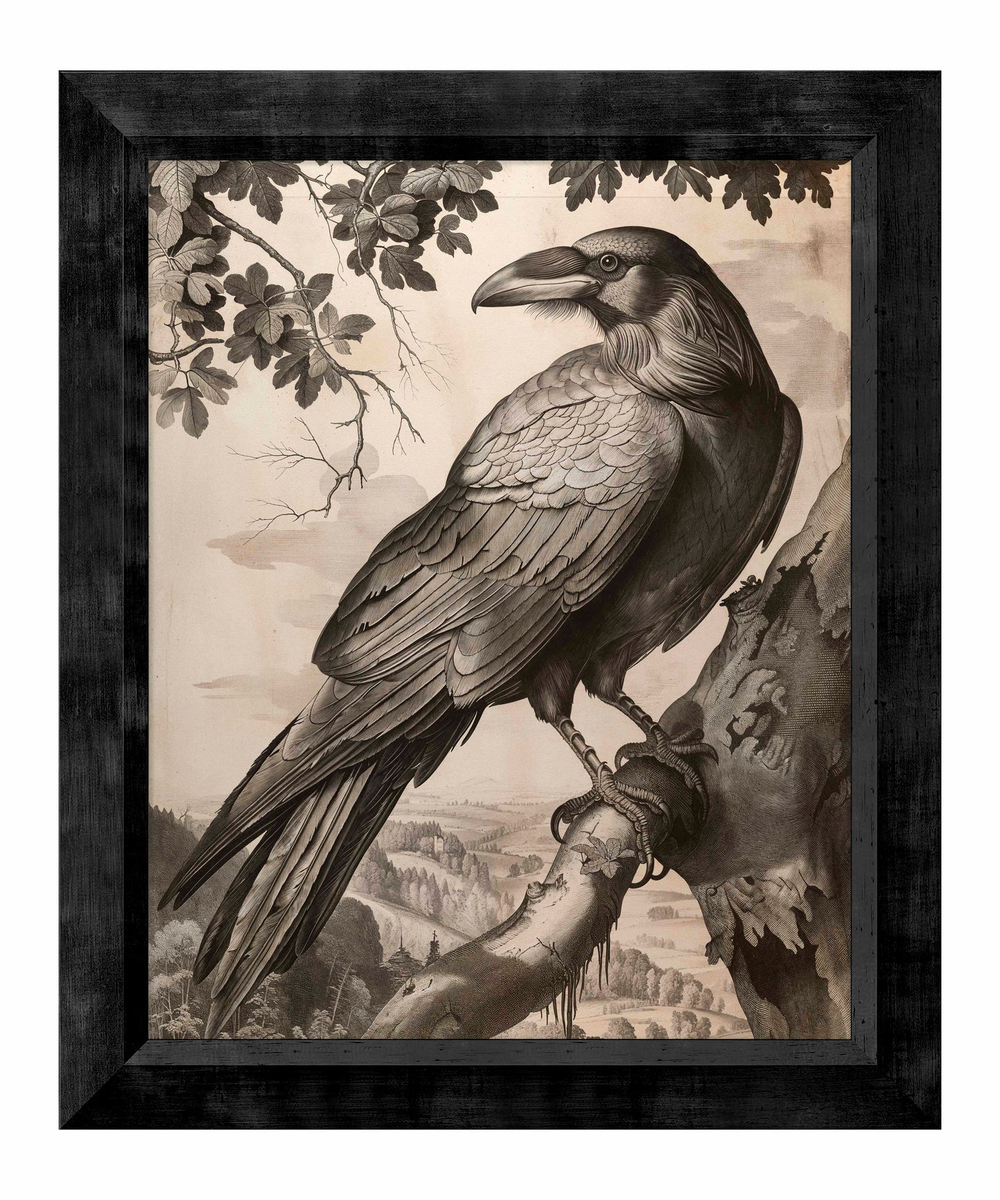 Regal Observer - Raven in Woodland Vista - Limited Edition Canvas