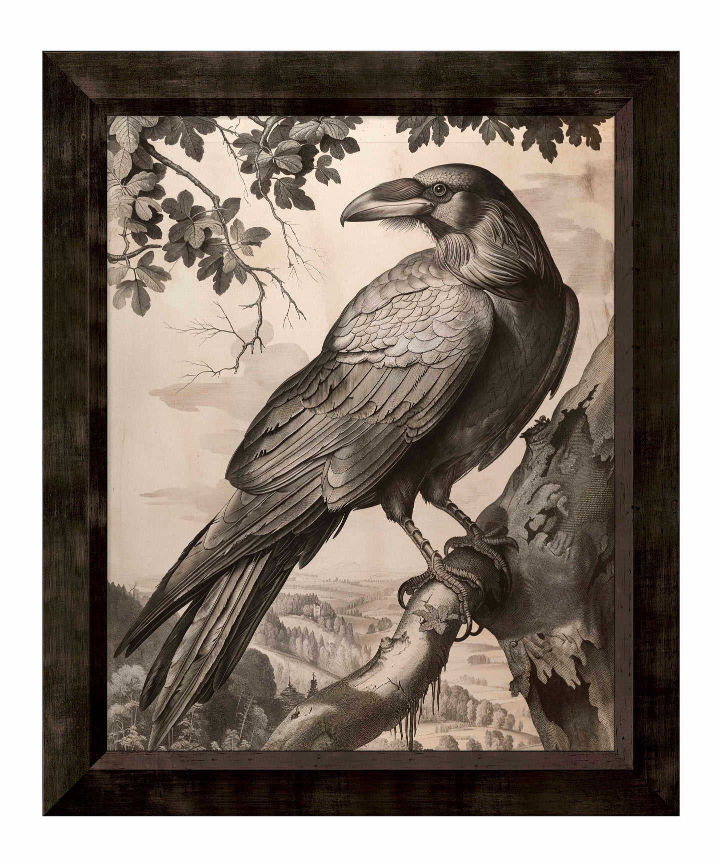 Regal Observer - Raven in Woodland Vista - Limited Edition Canvas