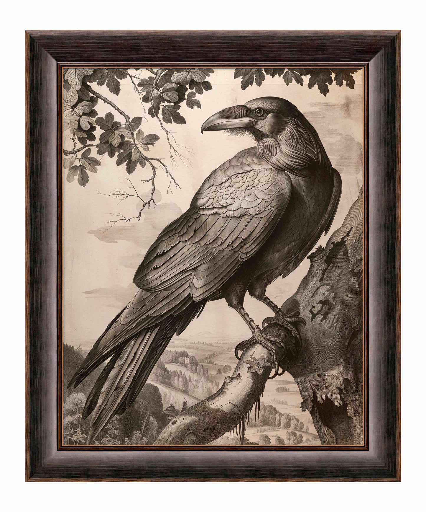 Regal Observer - Raven in Woodland Vista - Limited Edition Canvas