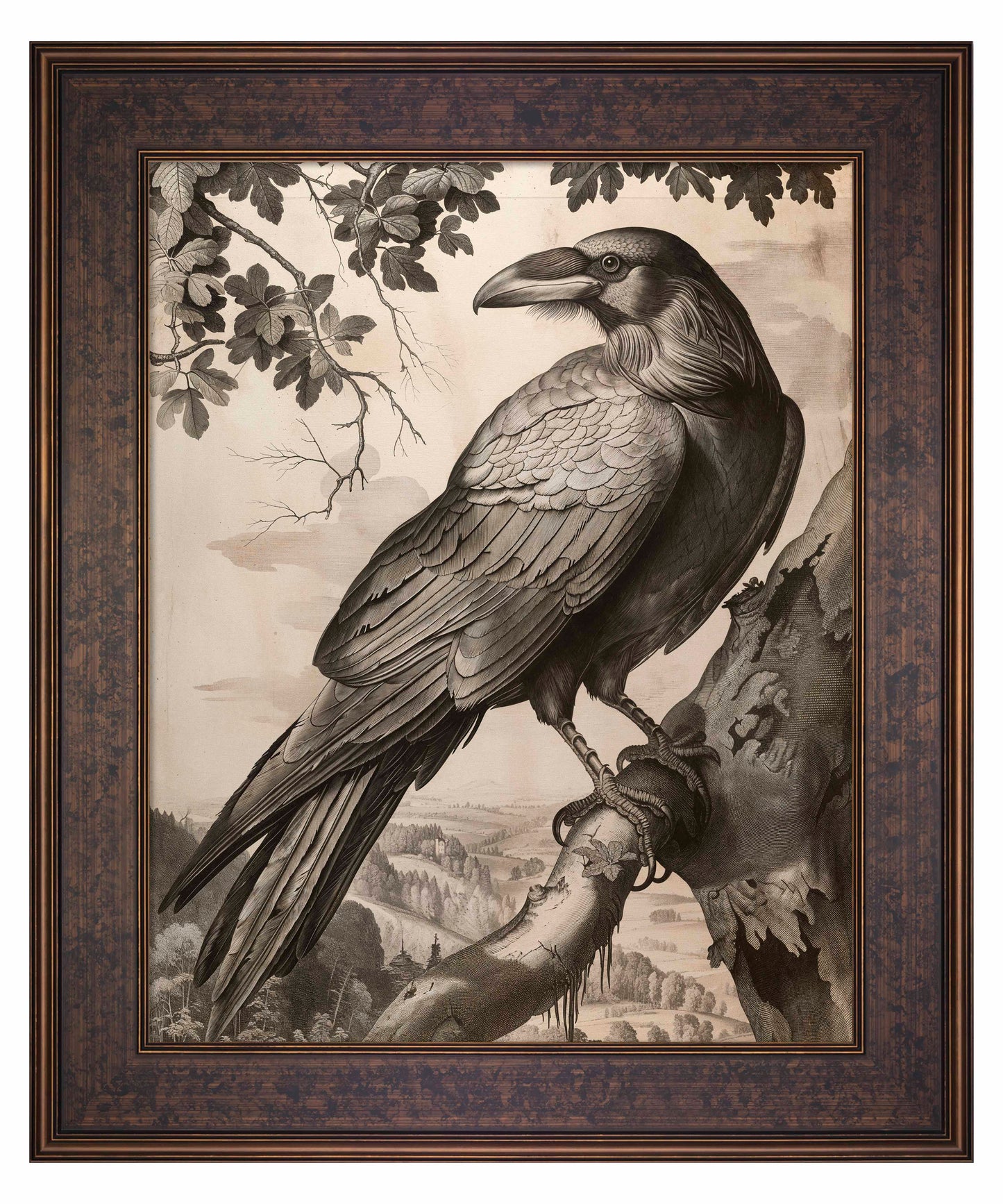 Regal Observer - Raven in Woodland Vista - Limited Edition Canvas