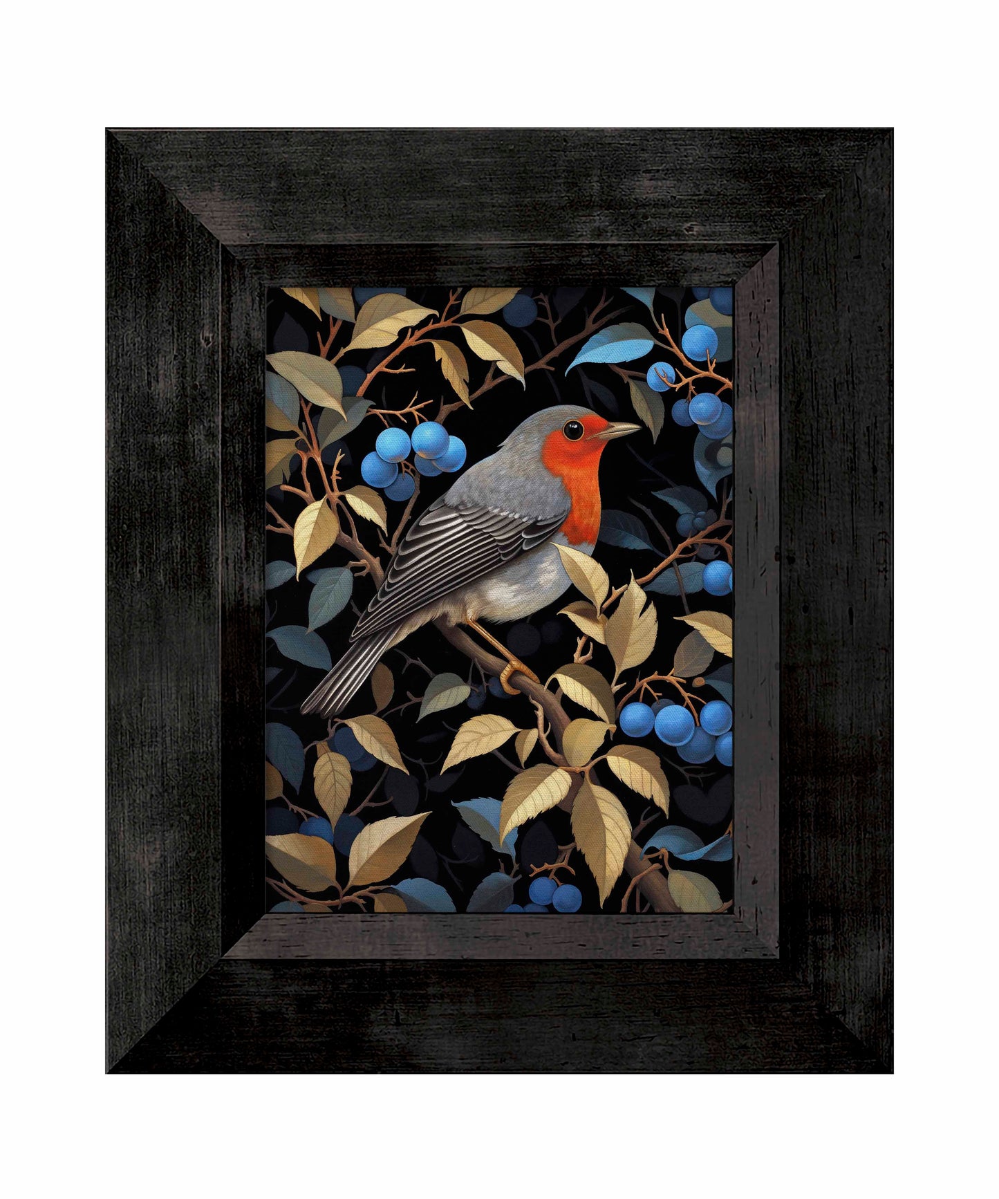 Crimson Song - Robin Among Blueberries - Limited Edition Canvas