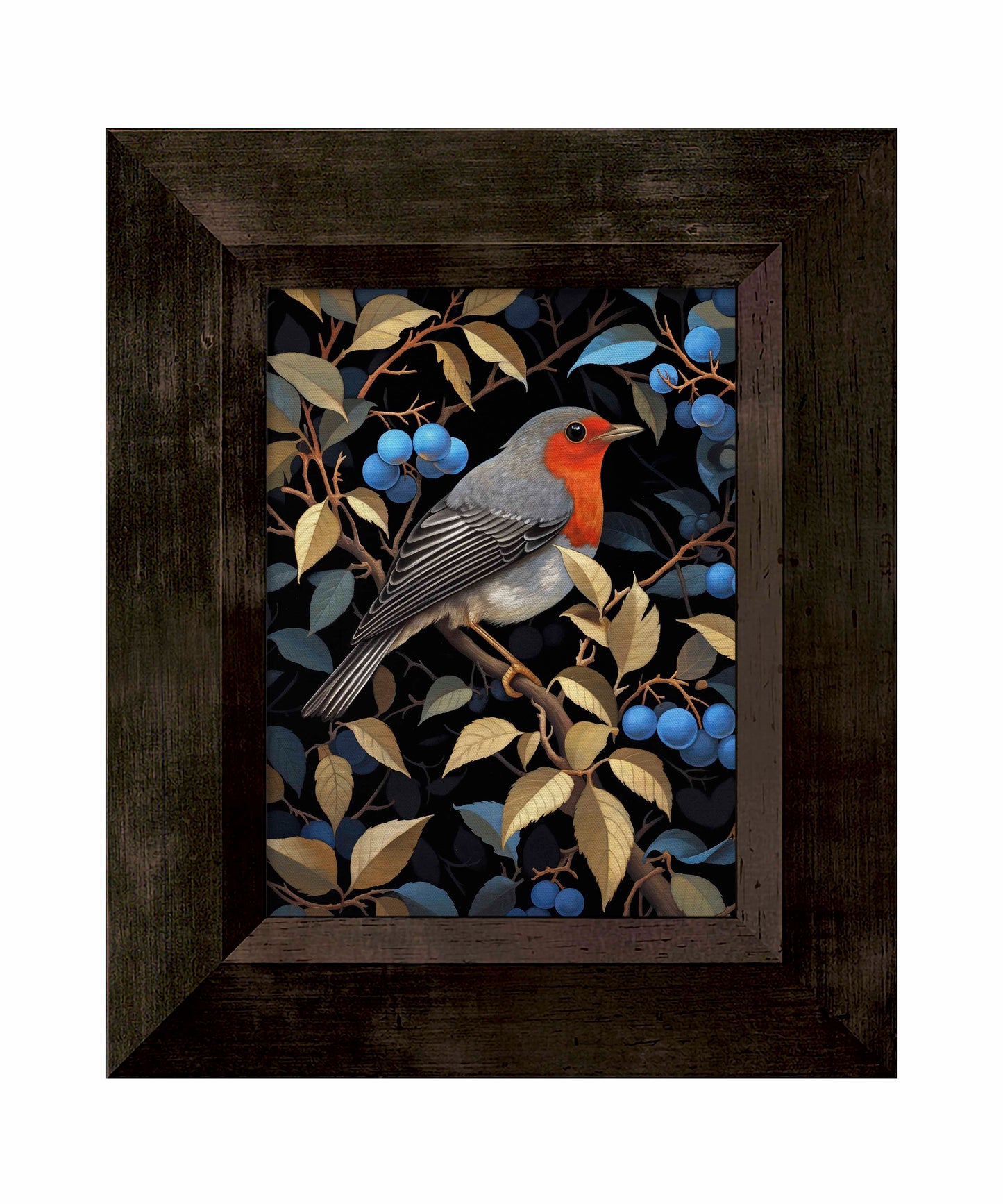 Crimson Song - Robin Among Blueberries - Limited Edition Canvas