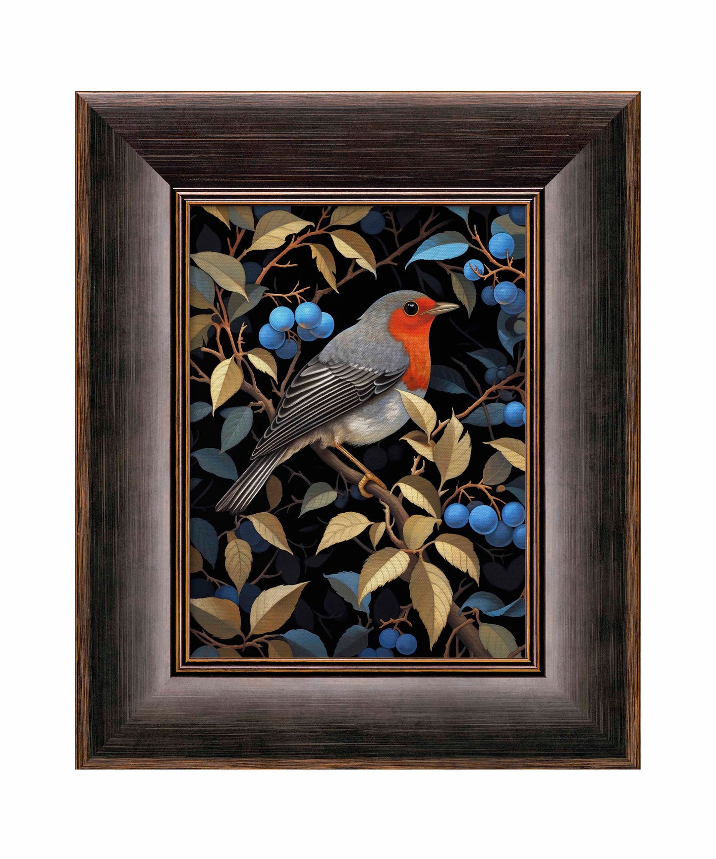 Crimson Song - Robin Among Blueberries - Limited Edition Canvas