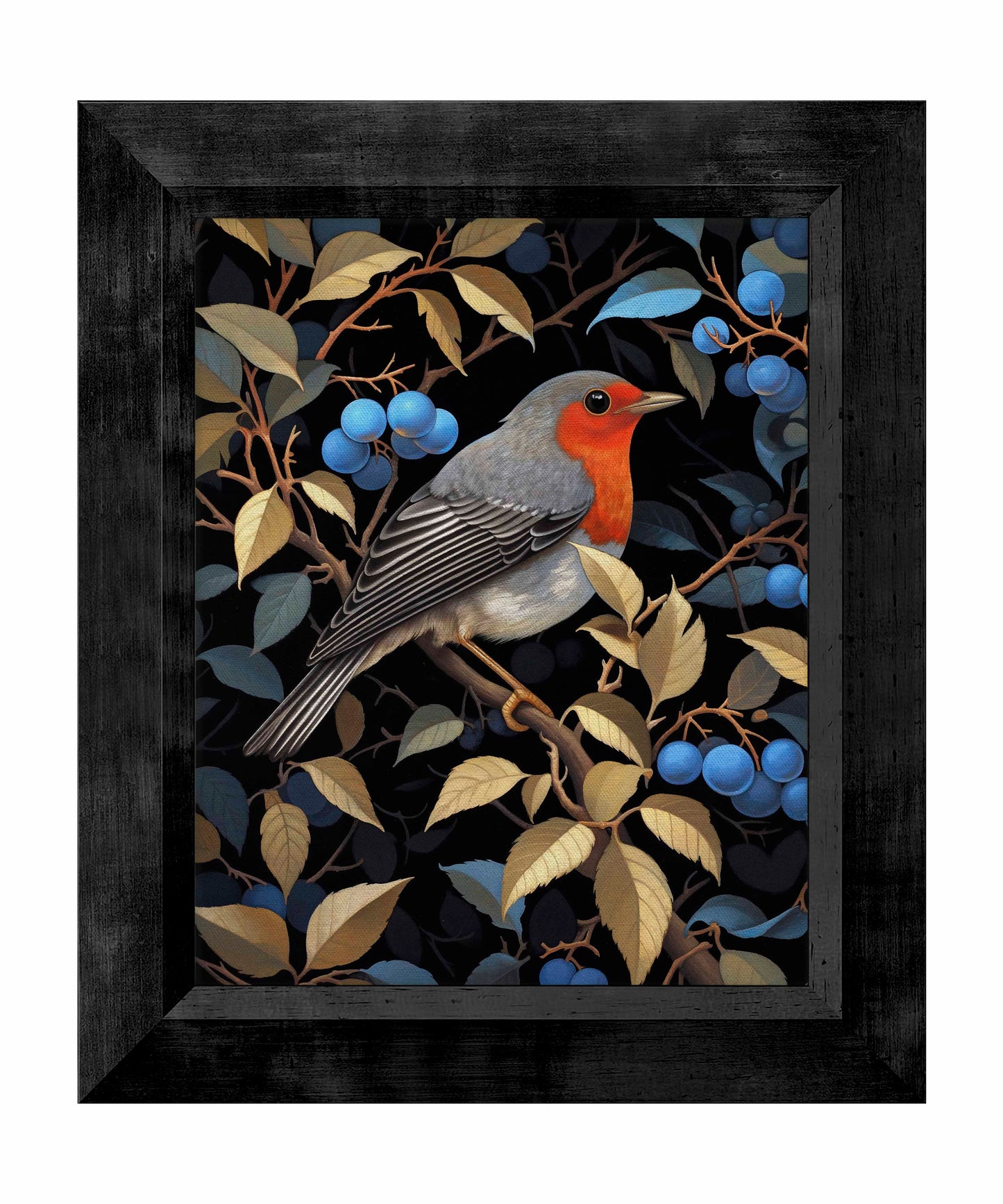 Crimson Song - Robin Among Blueberries - Limited Edition Canvas