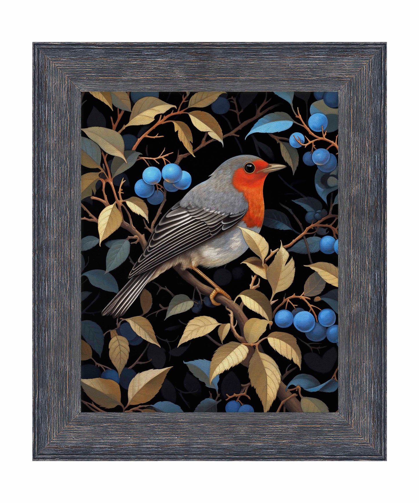Crimson Song - Robin Among Blueberries - Limited Edition Canvas