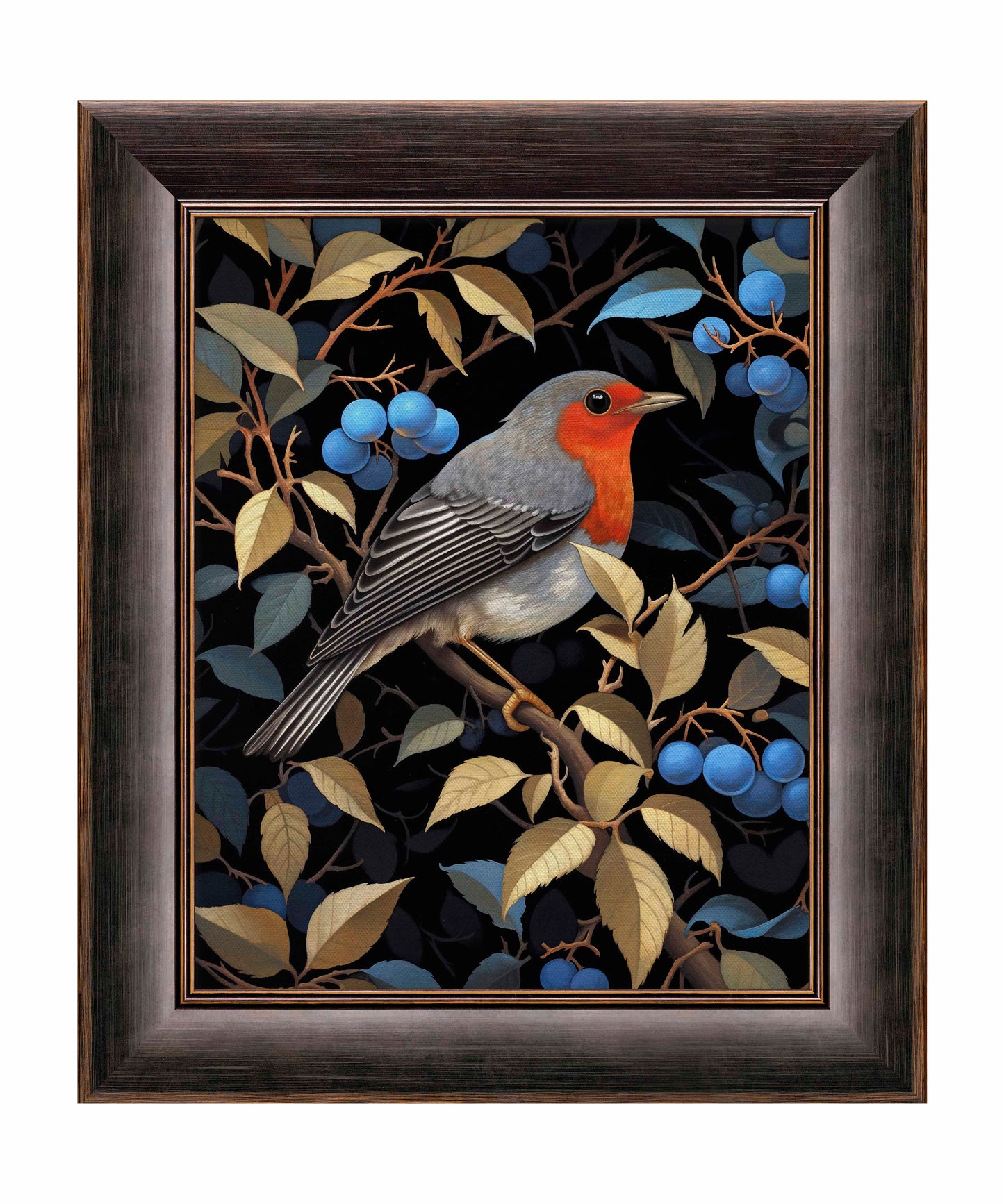 Crimson Song - Robin Among Blueberries - Limited Edition Canvas