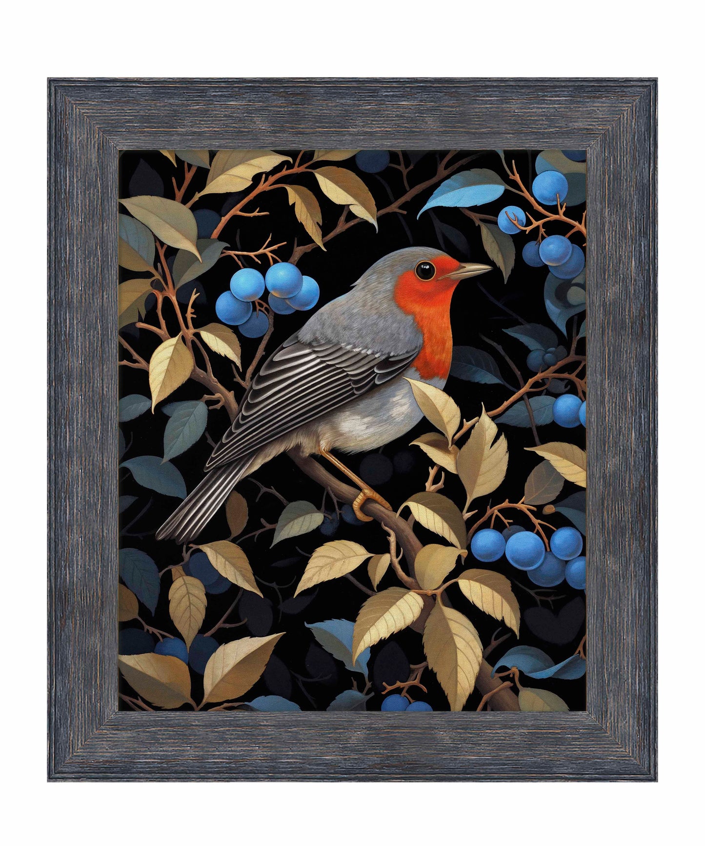 Crimson Song - Robin Among Blueberries - Limited Edition Canvas