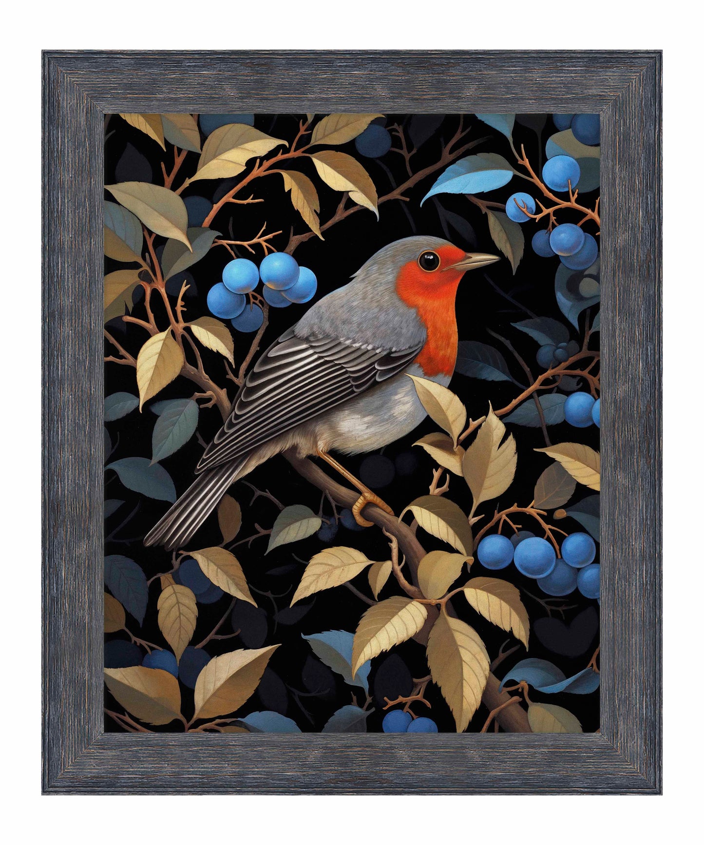 Crimson Song - Robin Among Blueberries - Limited Edition Canvas