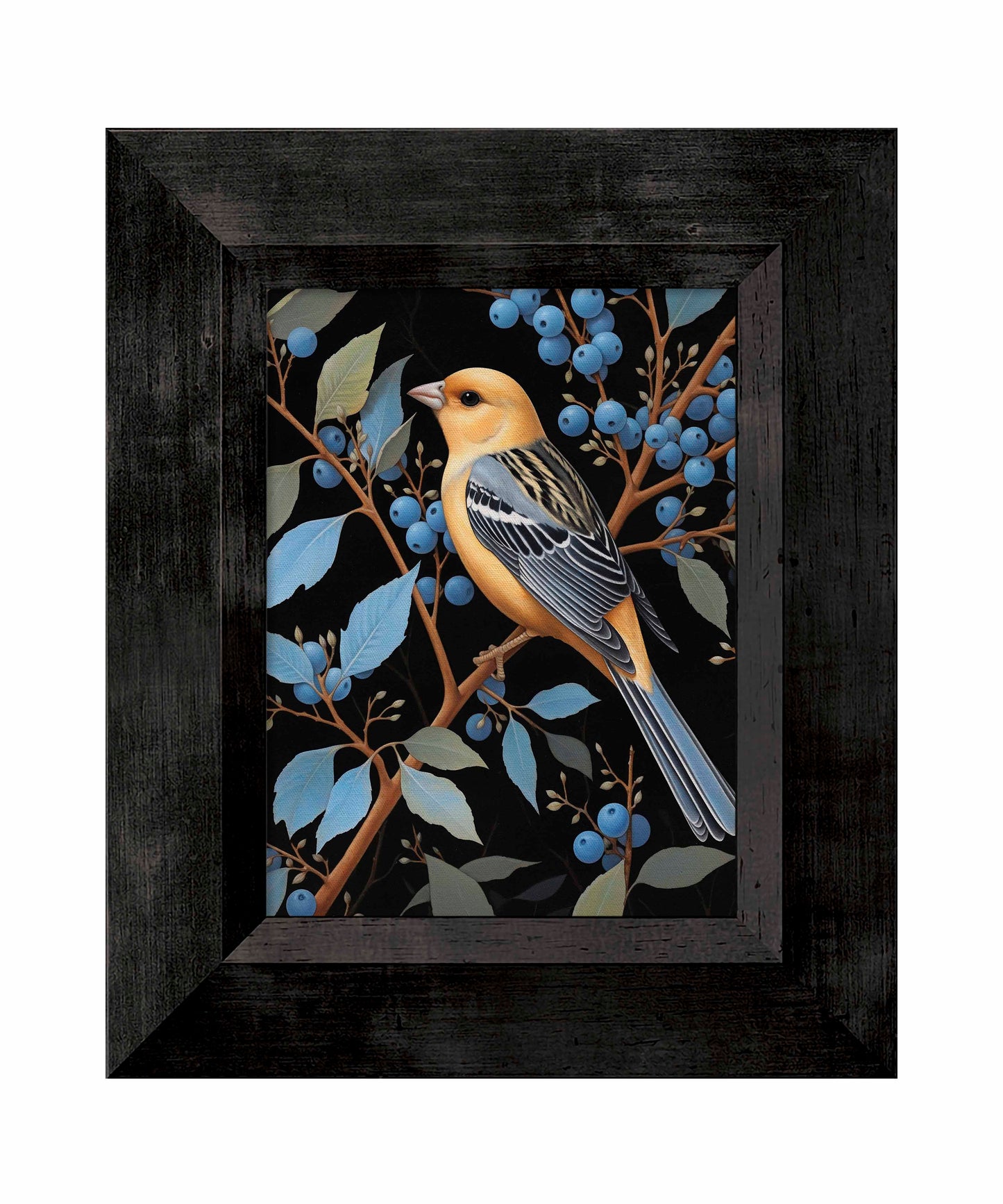 Bounty of Blue - Oriole Amidst Berries - Limited Edition Canvas