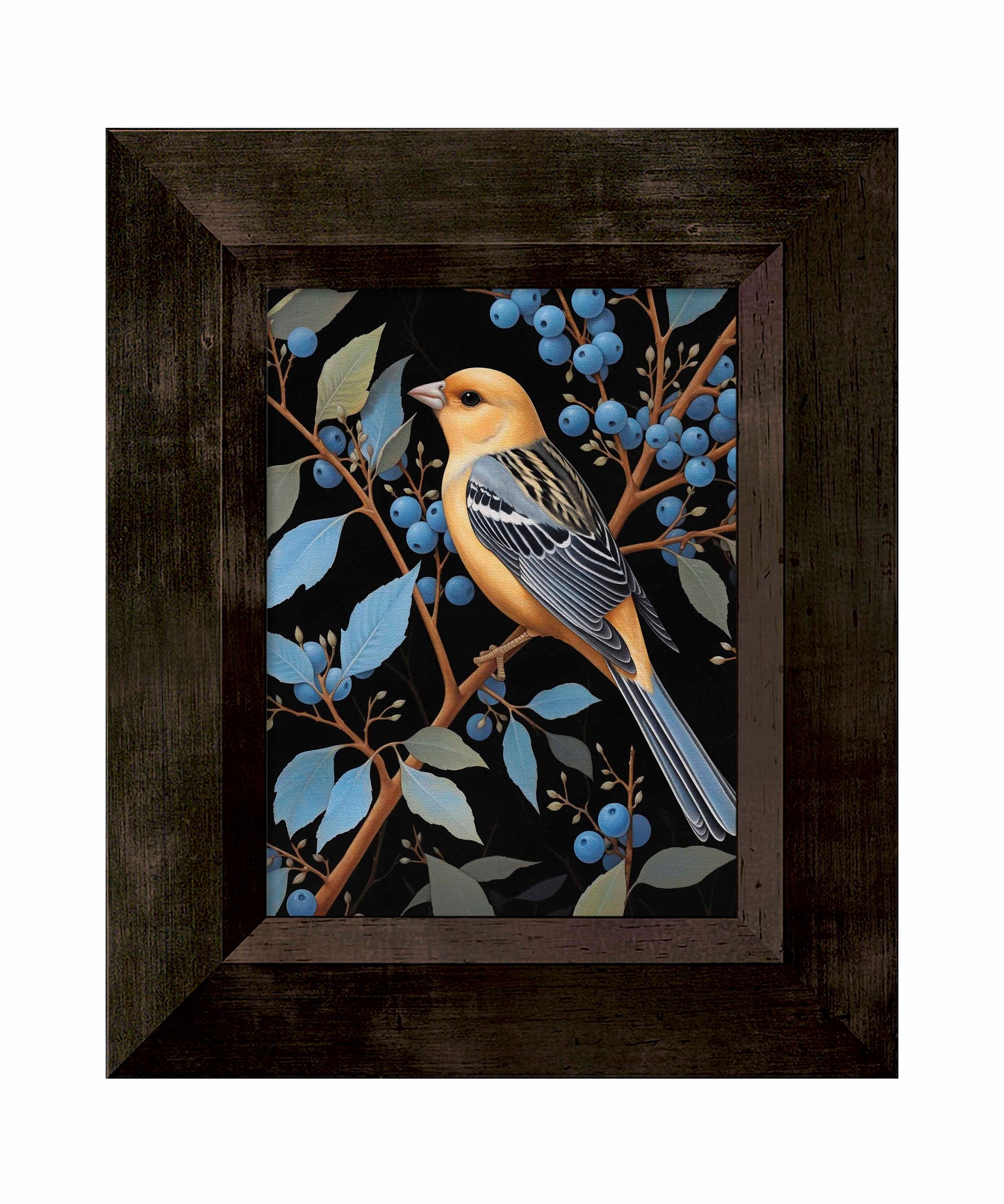 Bounty of Blue - Oriole Amidst Berries - Limited Edition Canvas