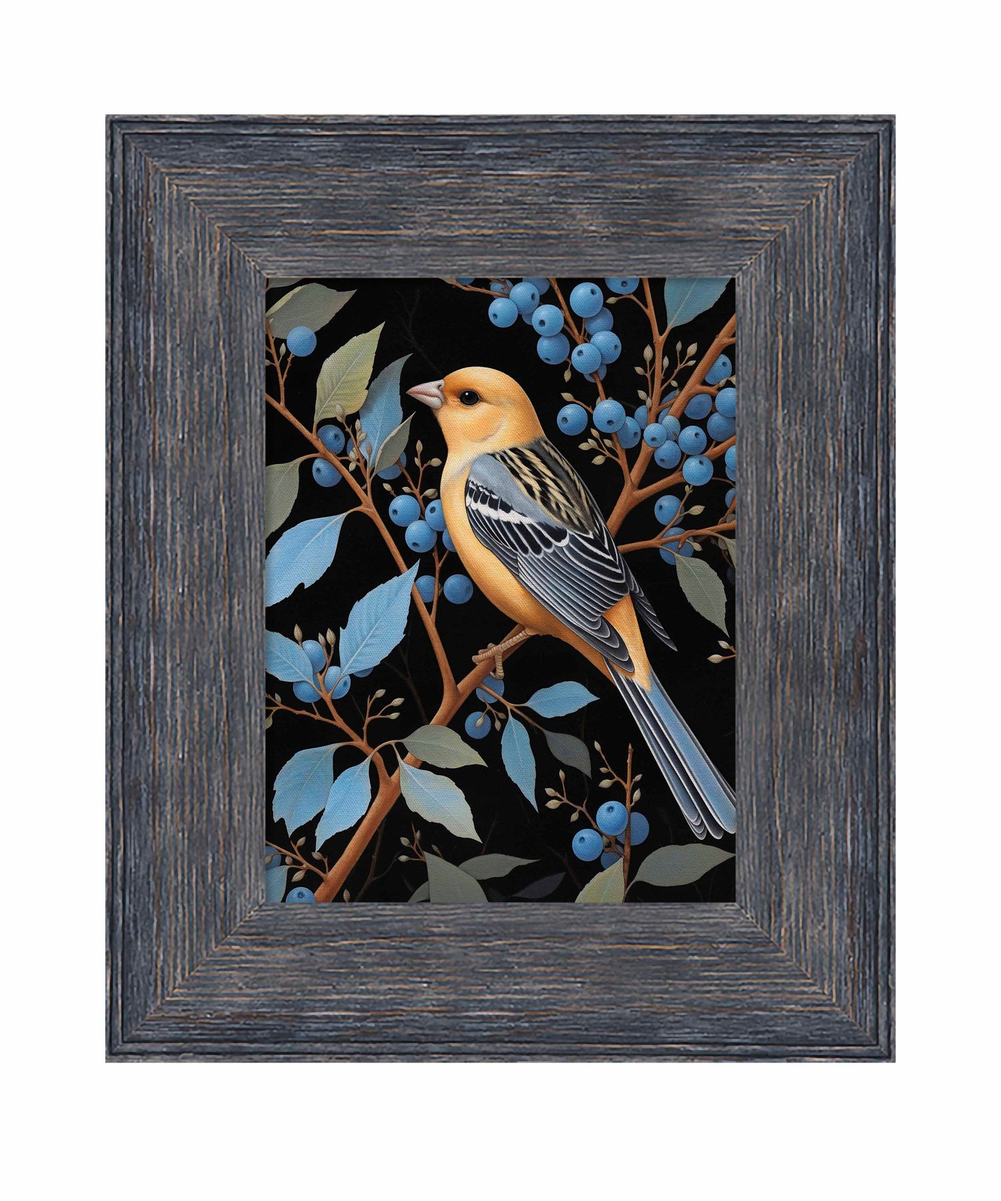 Bounty of Blue - Oriole Amidst Berries - Limited Edition Canvas