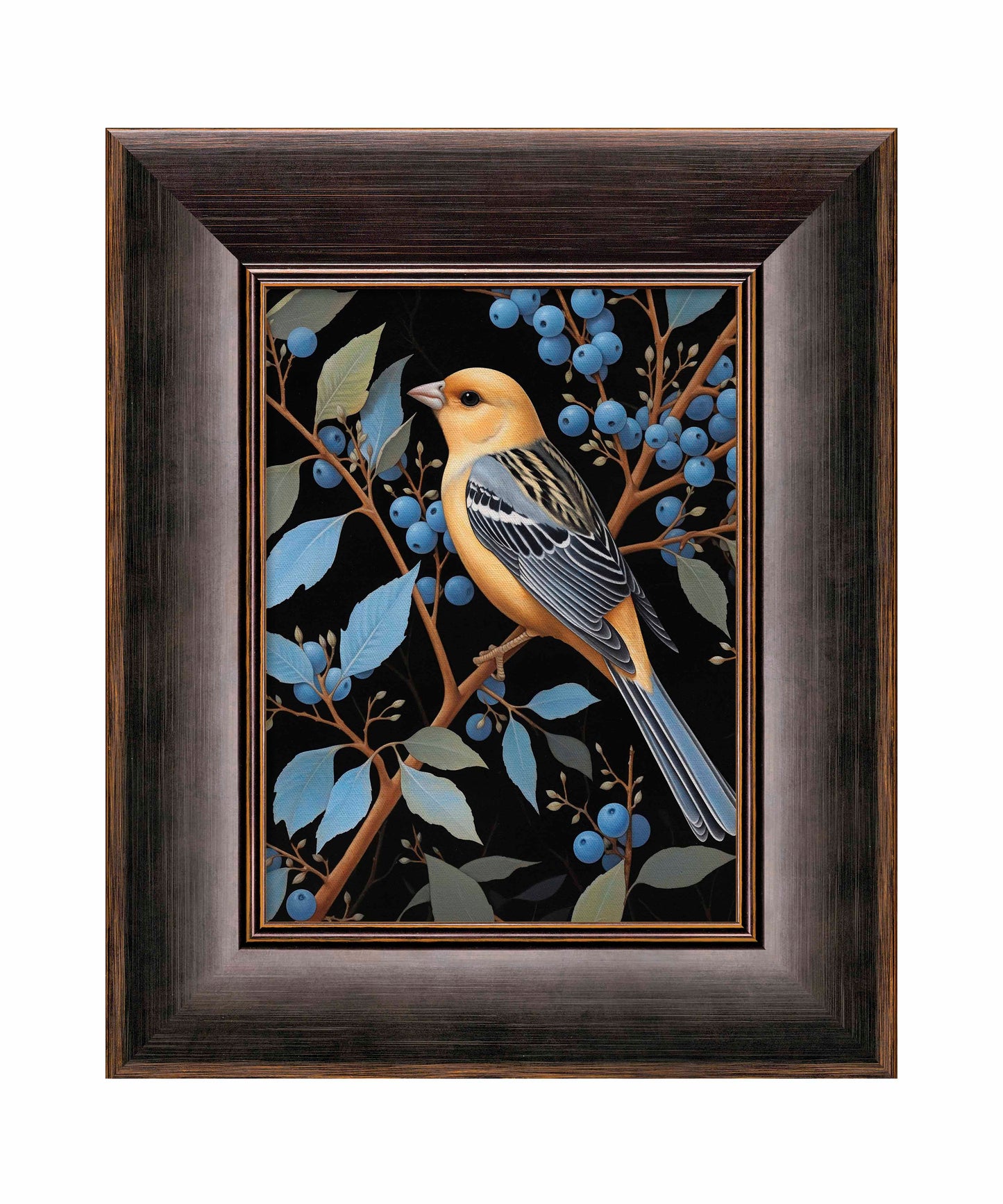 Bounty of Blue - Oriole Amidst Berries - Limited Edition Canvas