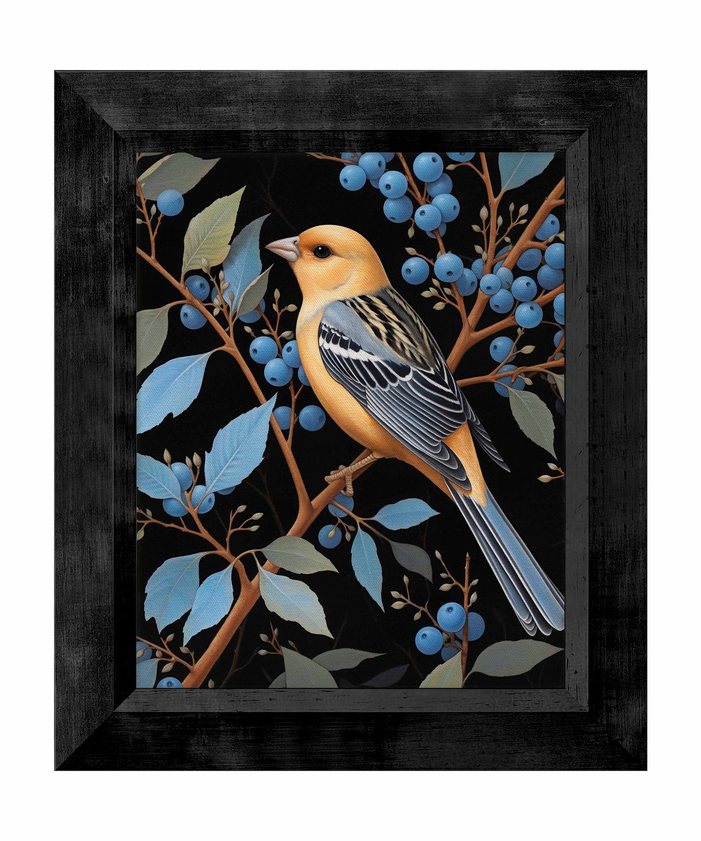 Bounty of Blue - Oriole Amidst Berries - Limited Edition Canvas