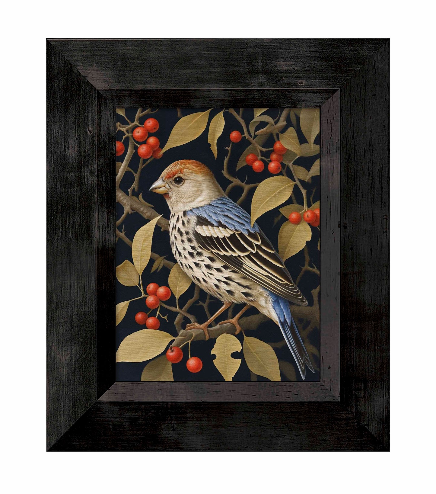 Autumn Sentinel - Finch Amongst Berries - Limited Edition Canvas
