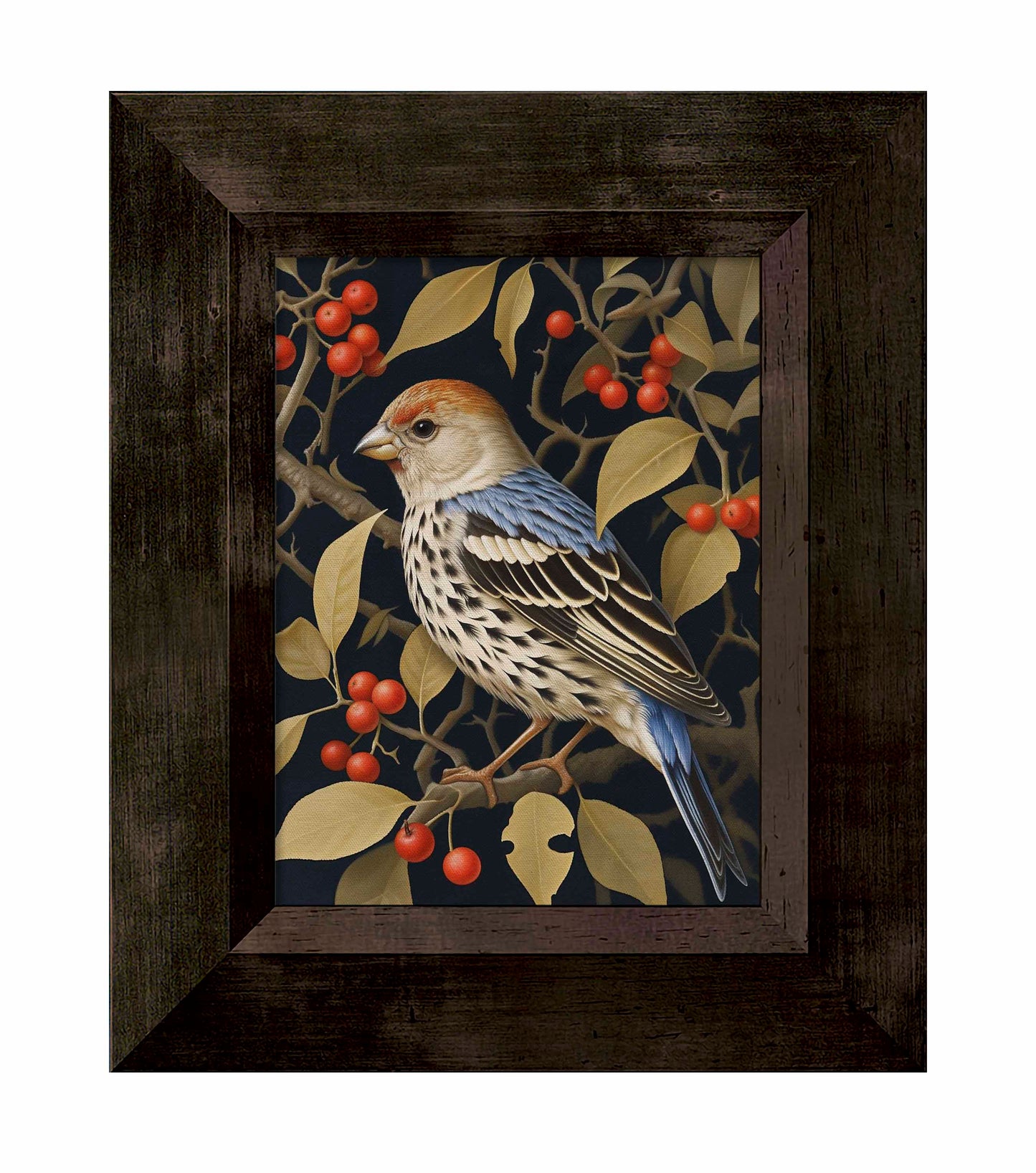 Autumn Sentinel - Finch Amongst Berries - Limited Edition Canvas