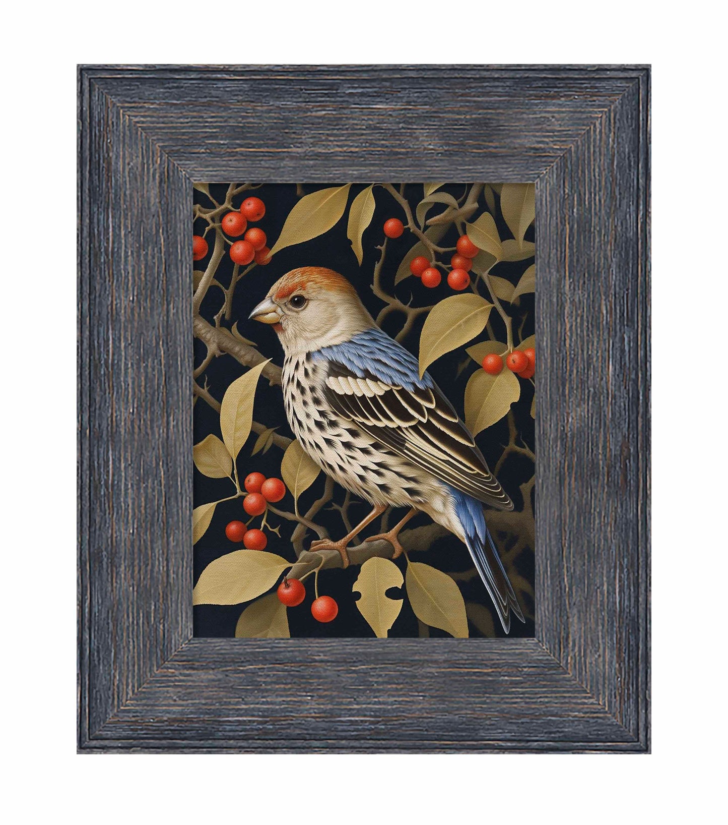 Autumn Sentinel - Finch Amongst Berries - Limited Edition Canvas